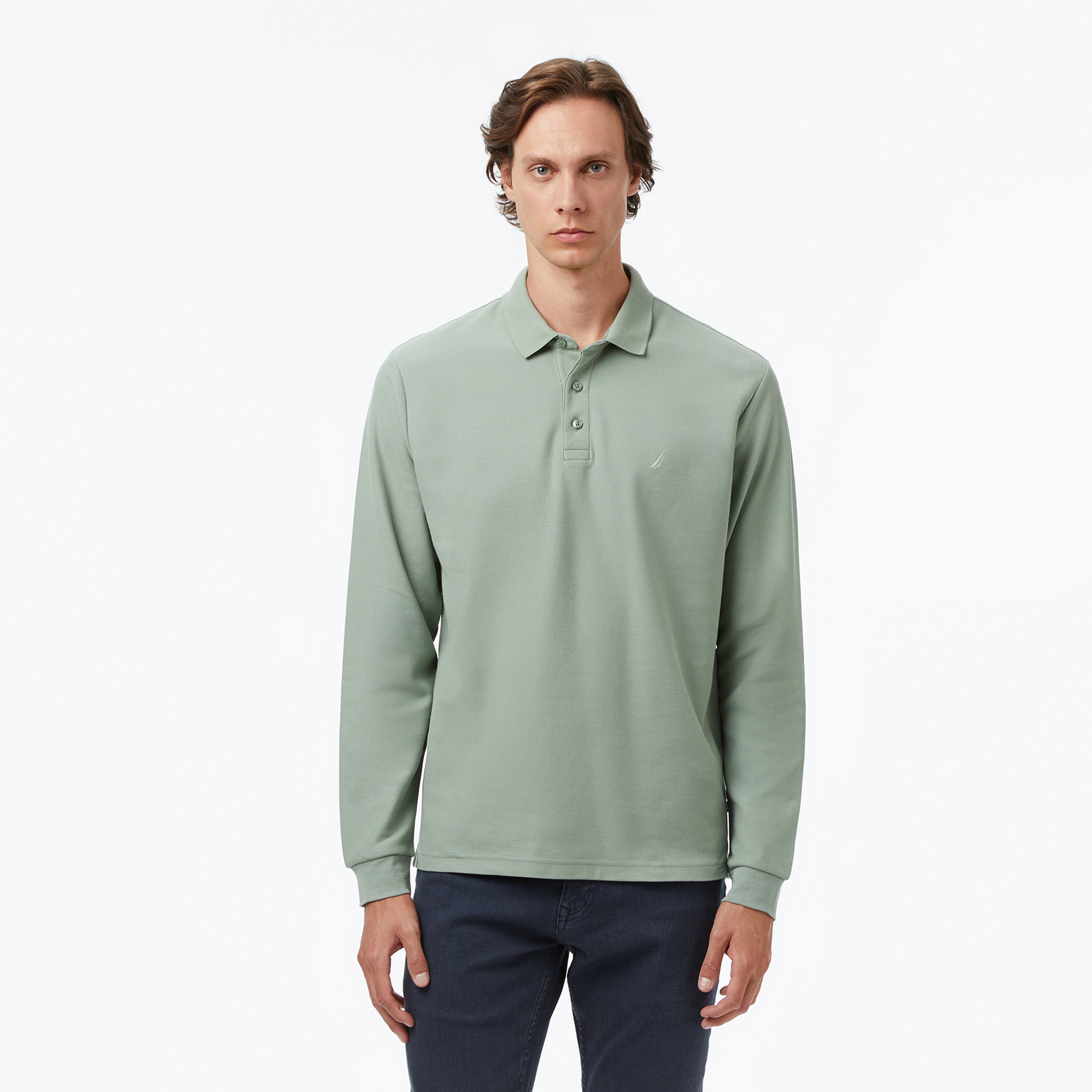 Nautica Erkek Yeşil Classic Fit Uzun Kollu Polo Yaka T-Shirt