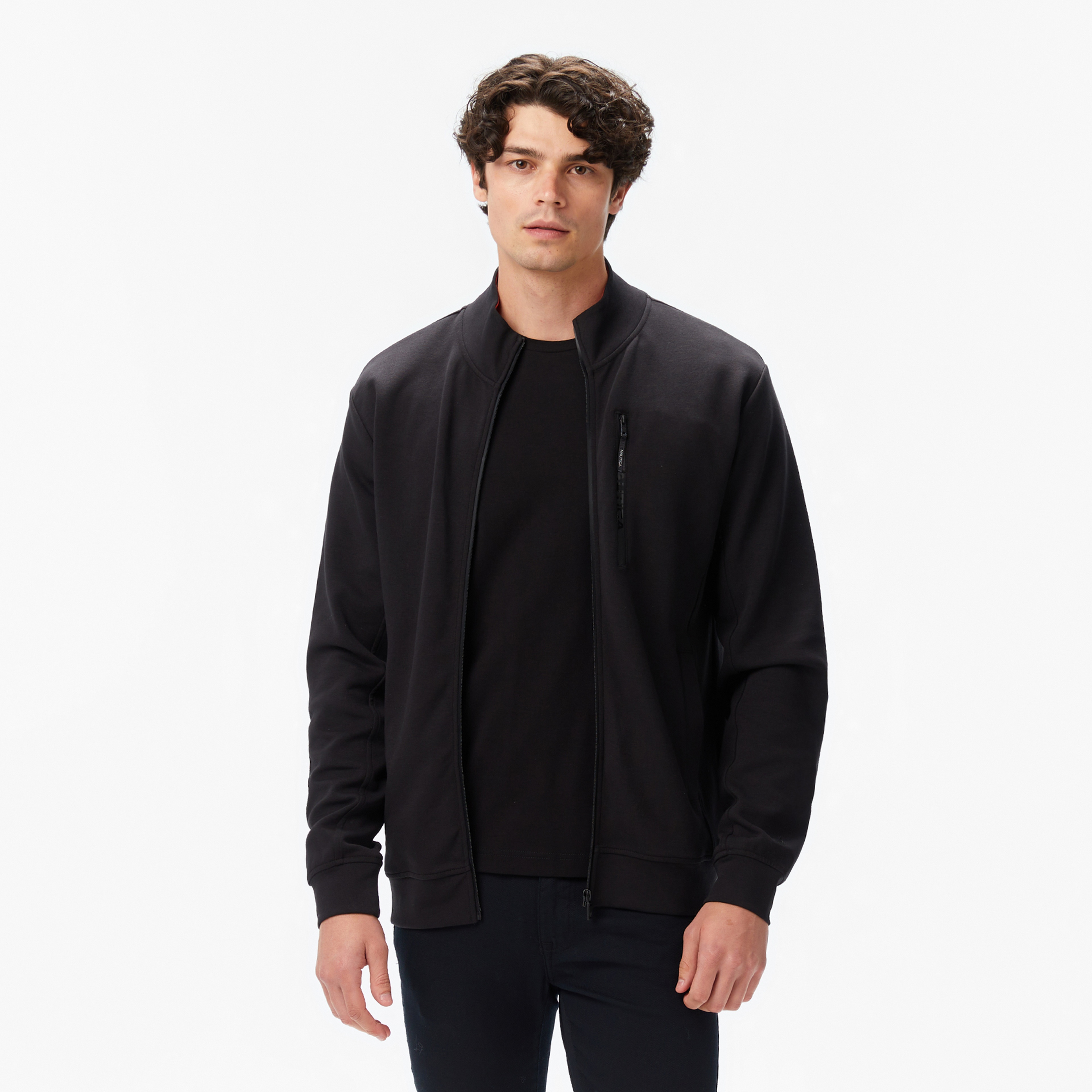 Nautica Erkek Siyah Classic Fit Fermuarlı Sweatshirt