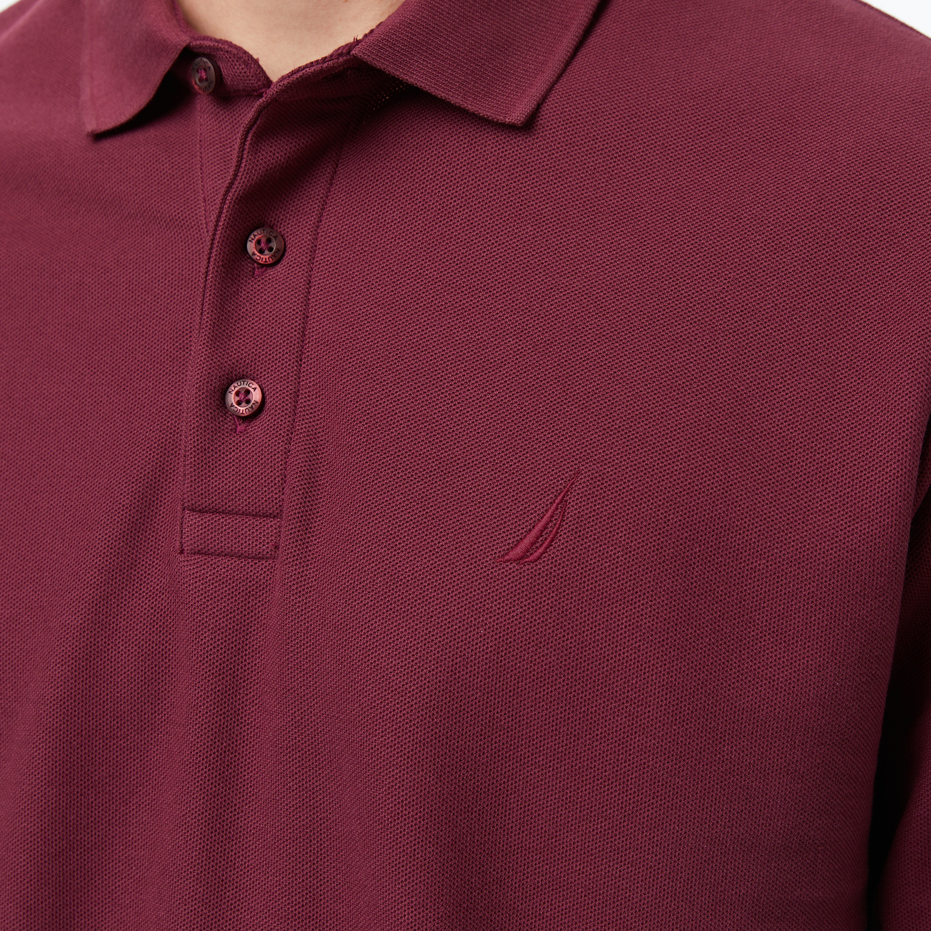 Nautica Erkek Bordo Classic Fit Uzun Kollu Polo Yaka T-Shirt