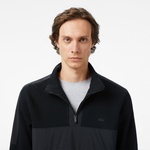 Erkek Classic Fit Yarım Fermuarlı Siyah Sweatshirt
