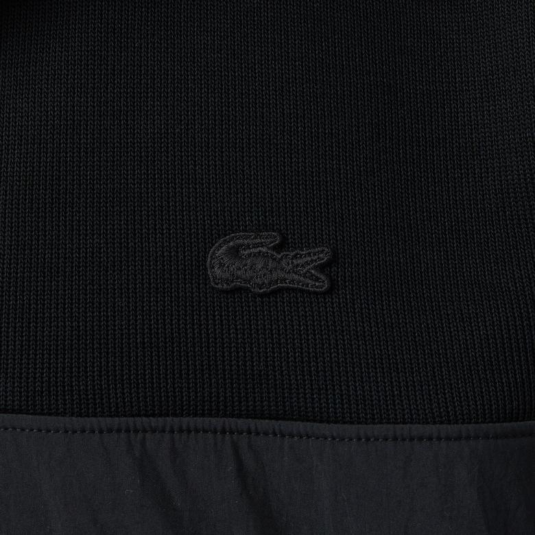 Erkek Classic Fit Yarım Fermuarlı Siyah Sweatshirt