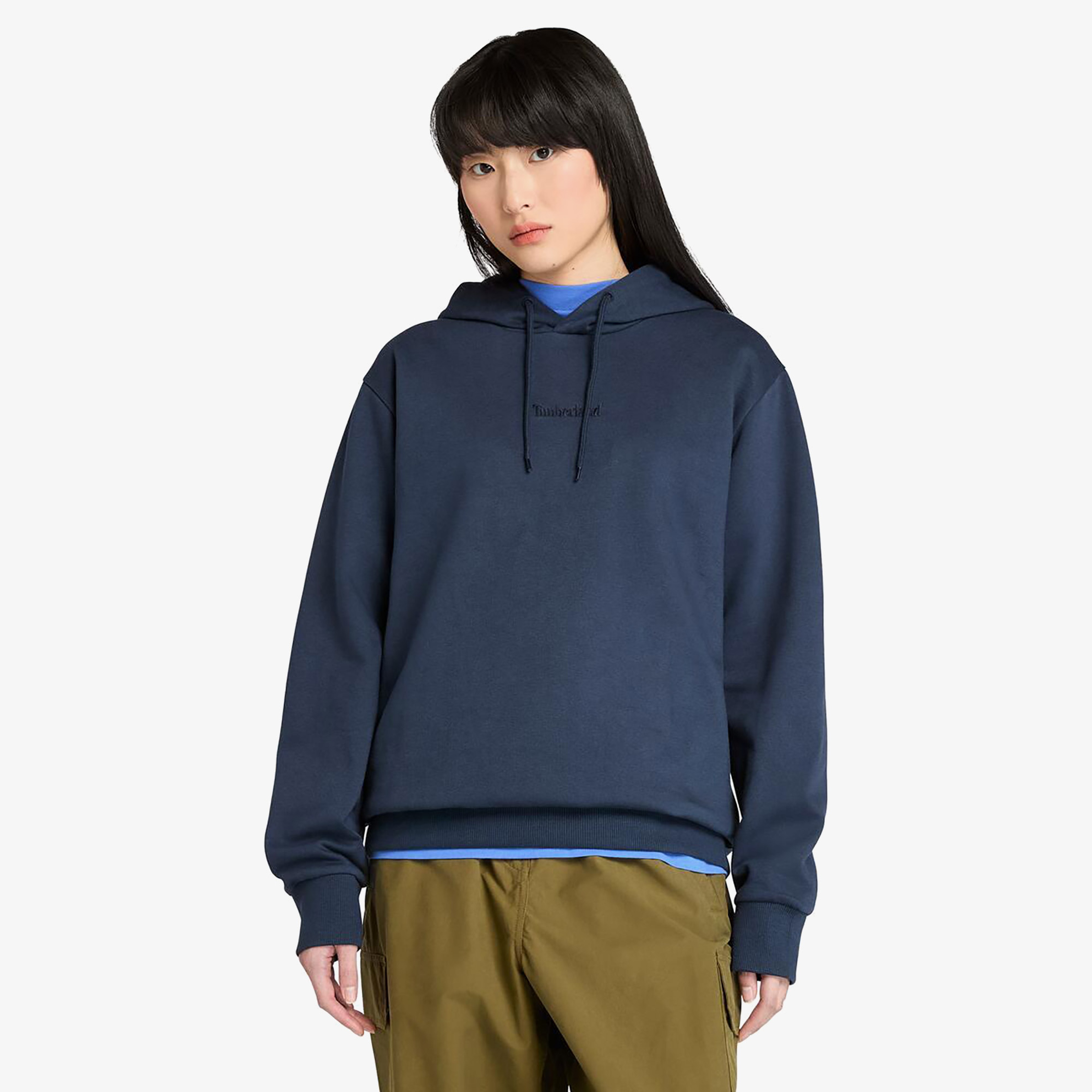 Timberland Emboridered Logo Brushback Erkek Lacivert Sweatshirt