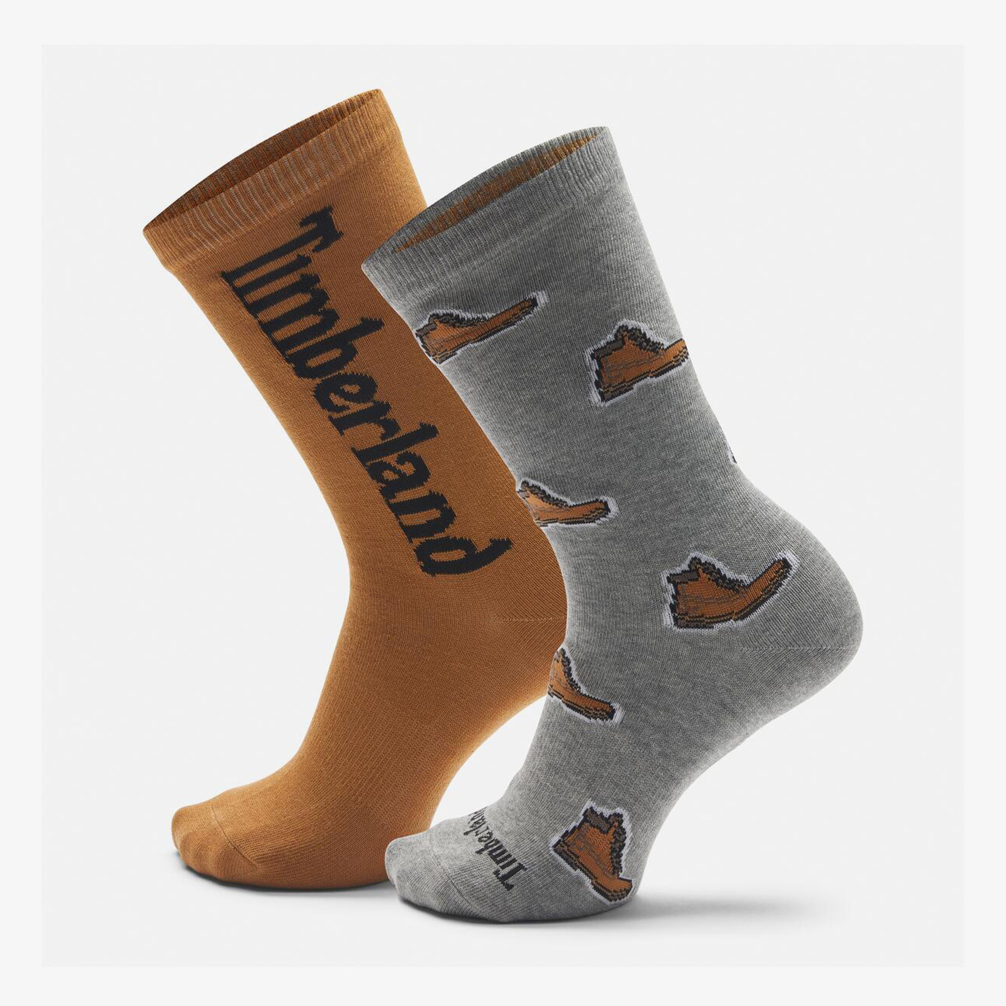 Timberland Hampshire 2 Pack Boot Print Crew Unisex Gri Çorap