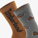 Timberland Hampshire 2 Pack Boot Print Crew Unisex Gri Çorap