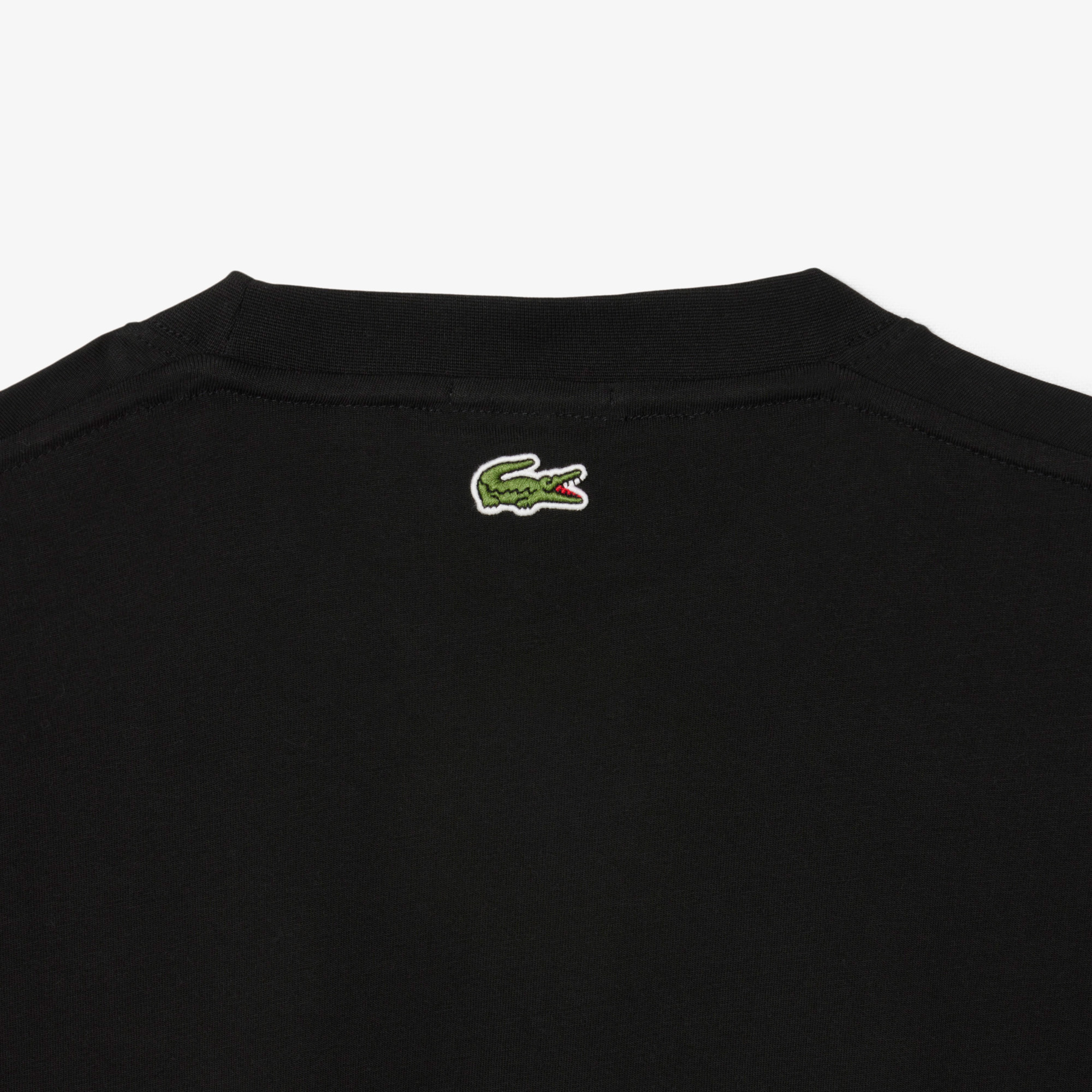 Lacoste Signature Print Paris Unisex Siyah T-Shirt