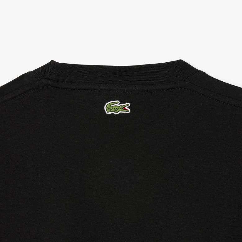 Lacoste Signature Print Paris Unisex Siyah T-Shirt
