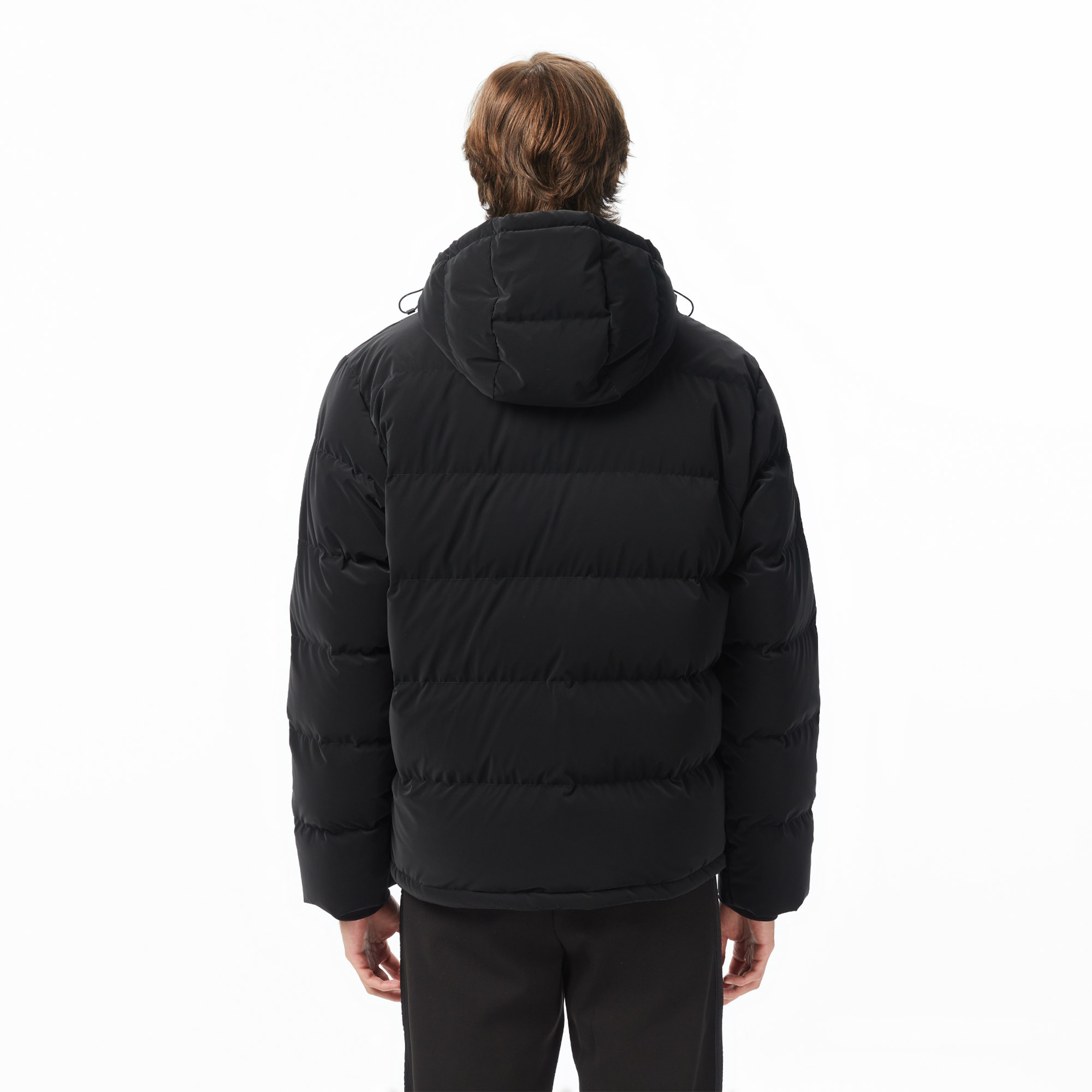 Erkek Kapüşonlu Siyah Mont