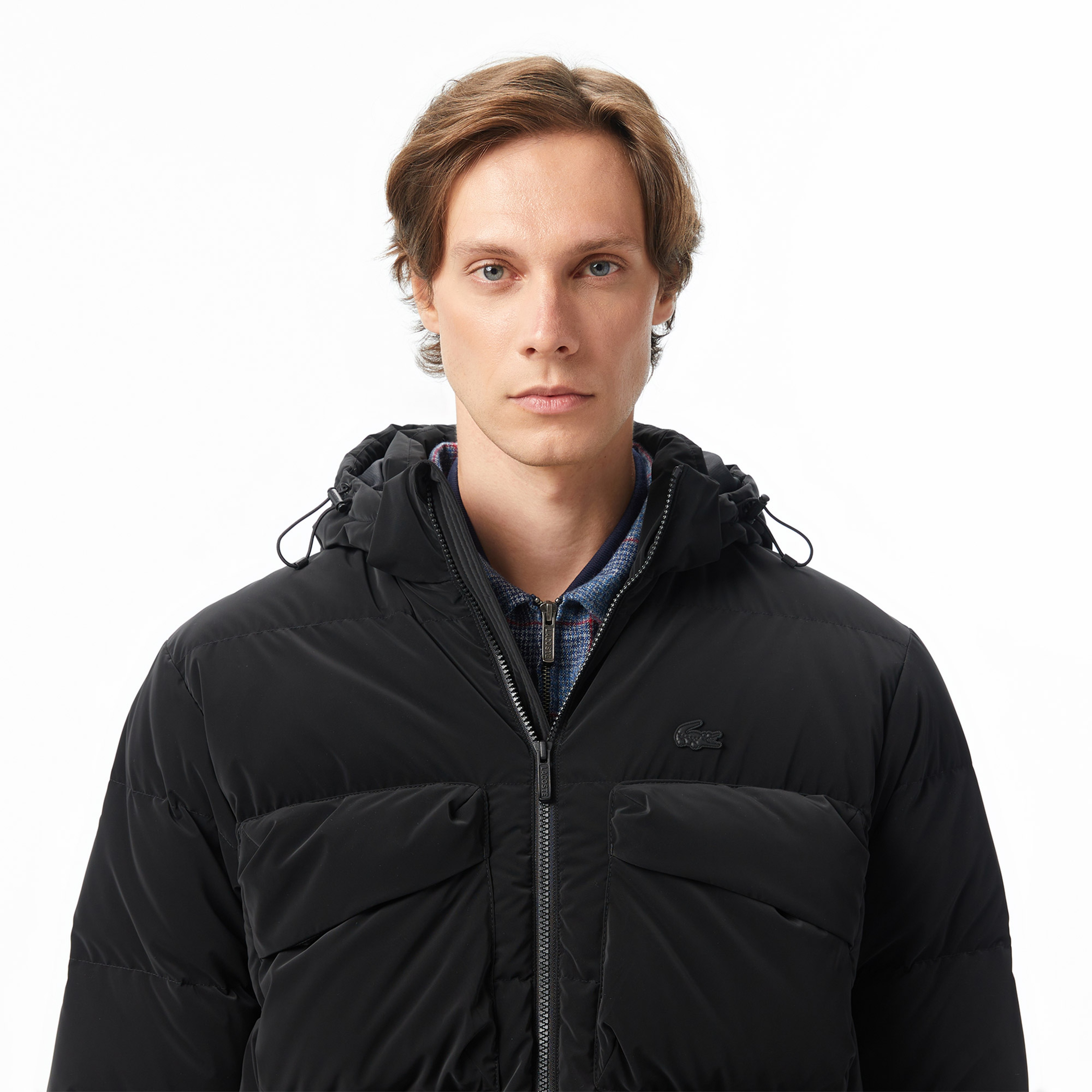 Erkek Kapüşonlu Siyah Mont