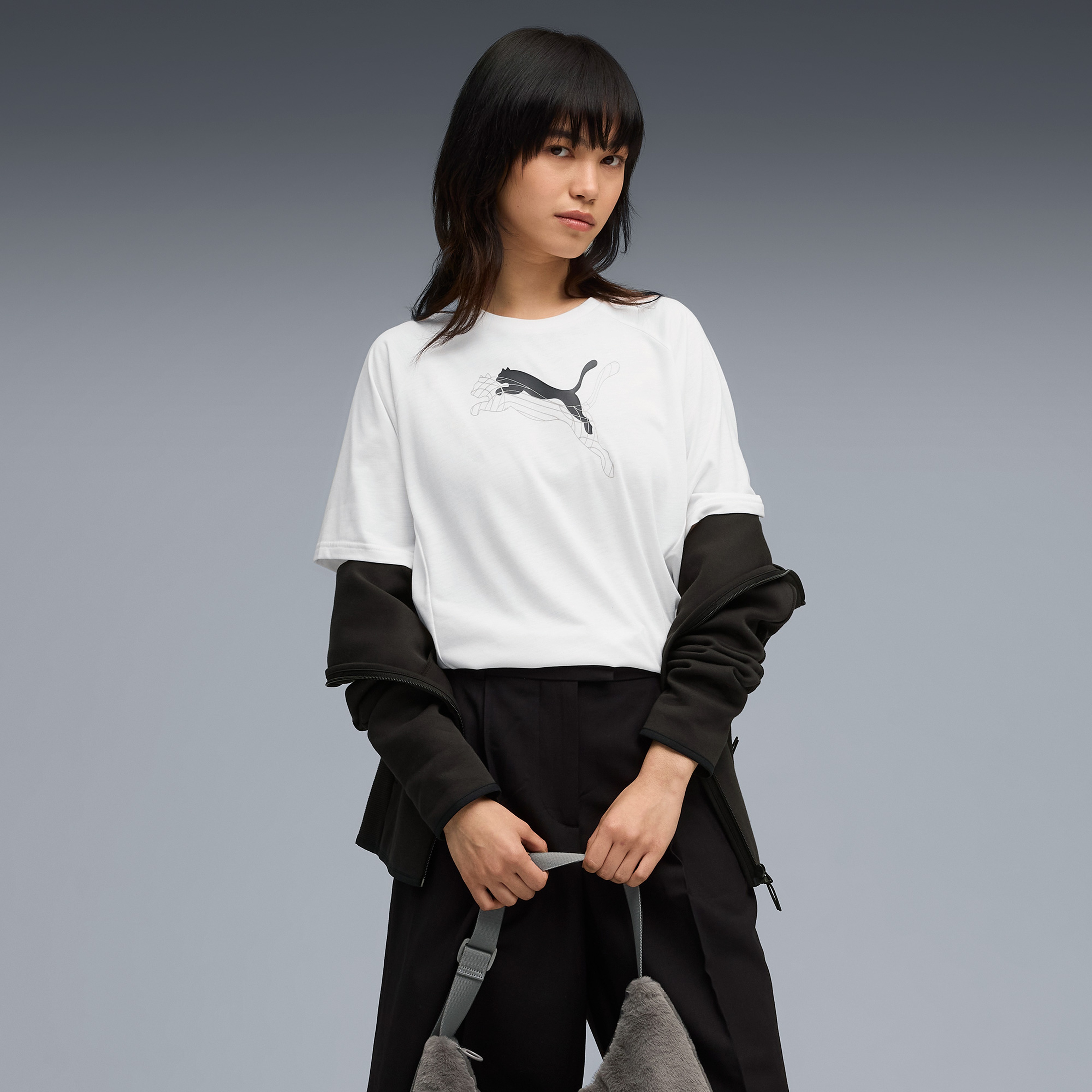 Puma Evostripe Graphic Kadın Beyaz T-Shirt