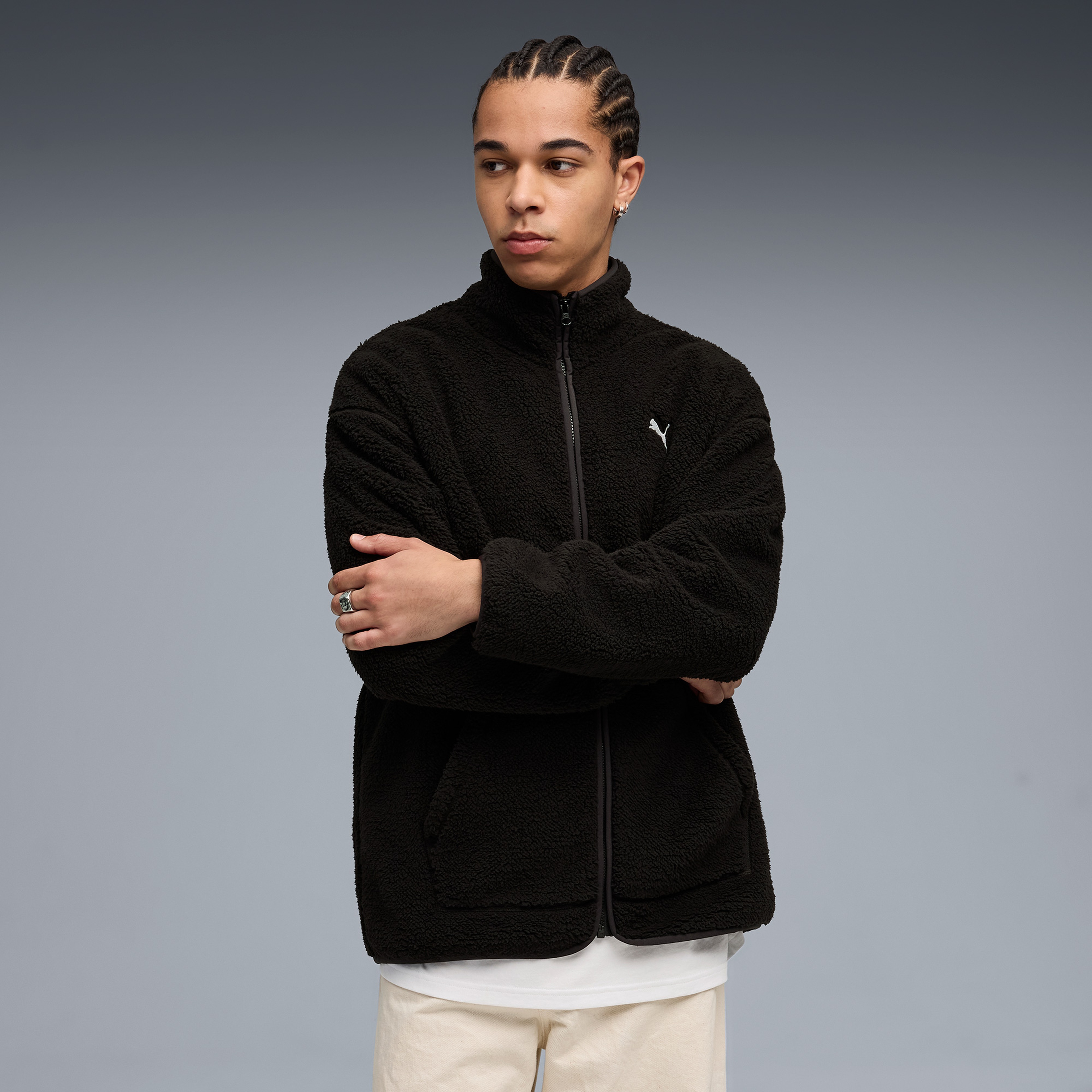 Puma Essentials Elevated Sherpa Full-Zip Erkek Siyah Ceket