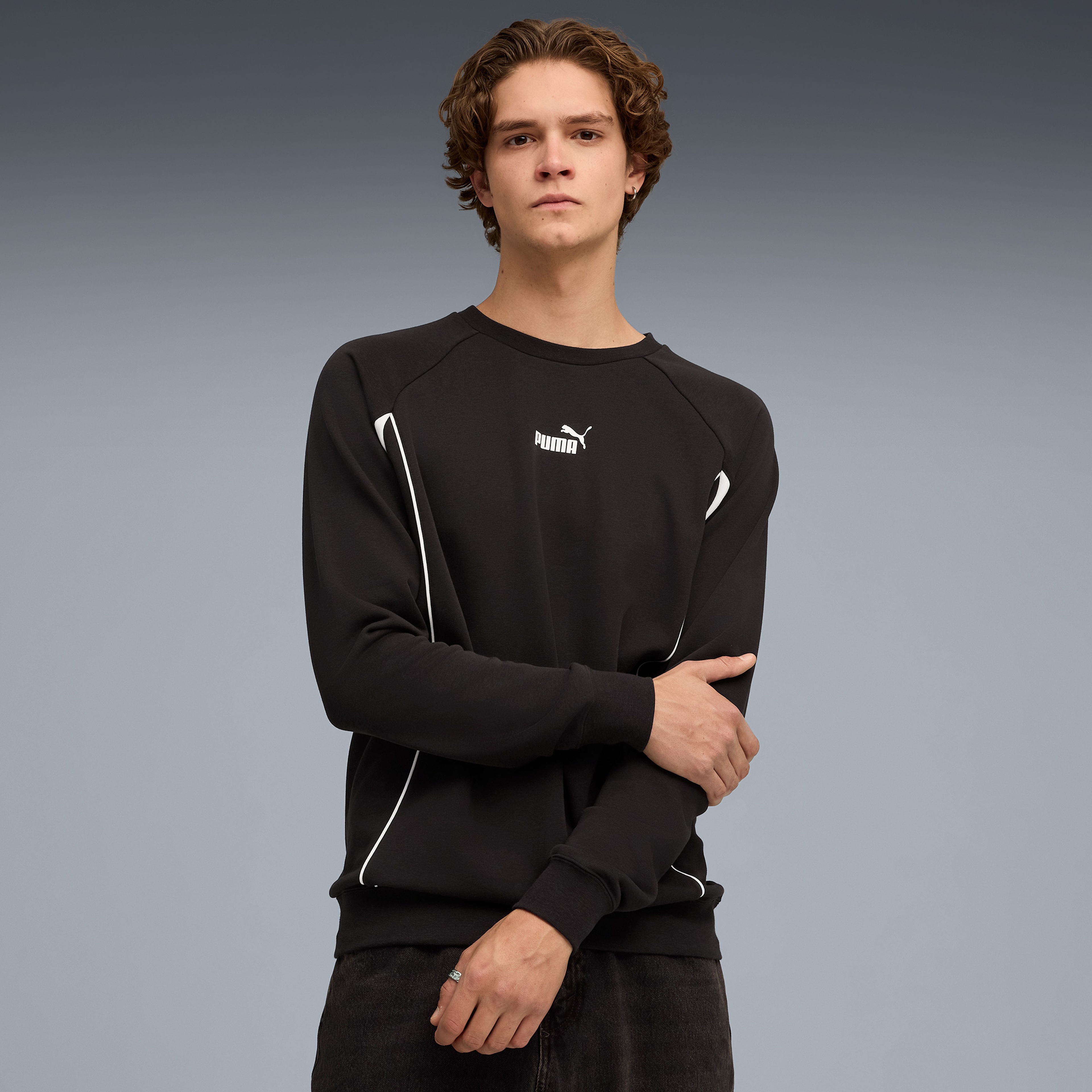 Puma Sport Crew Erkek Siyah Sweatshirt