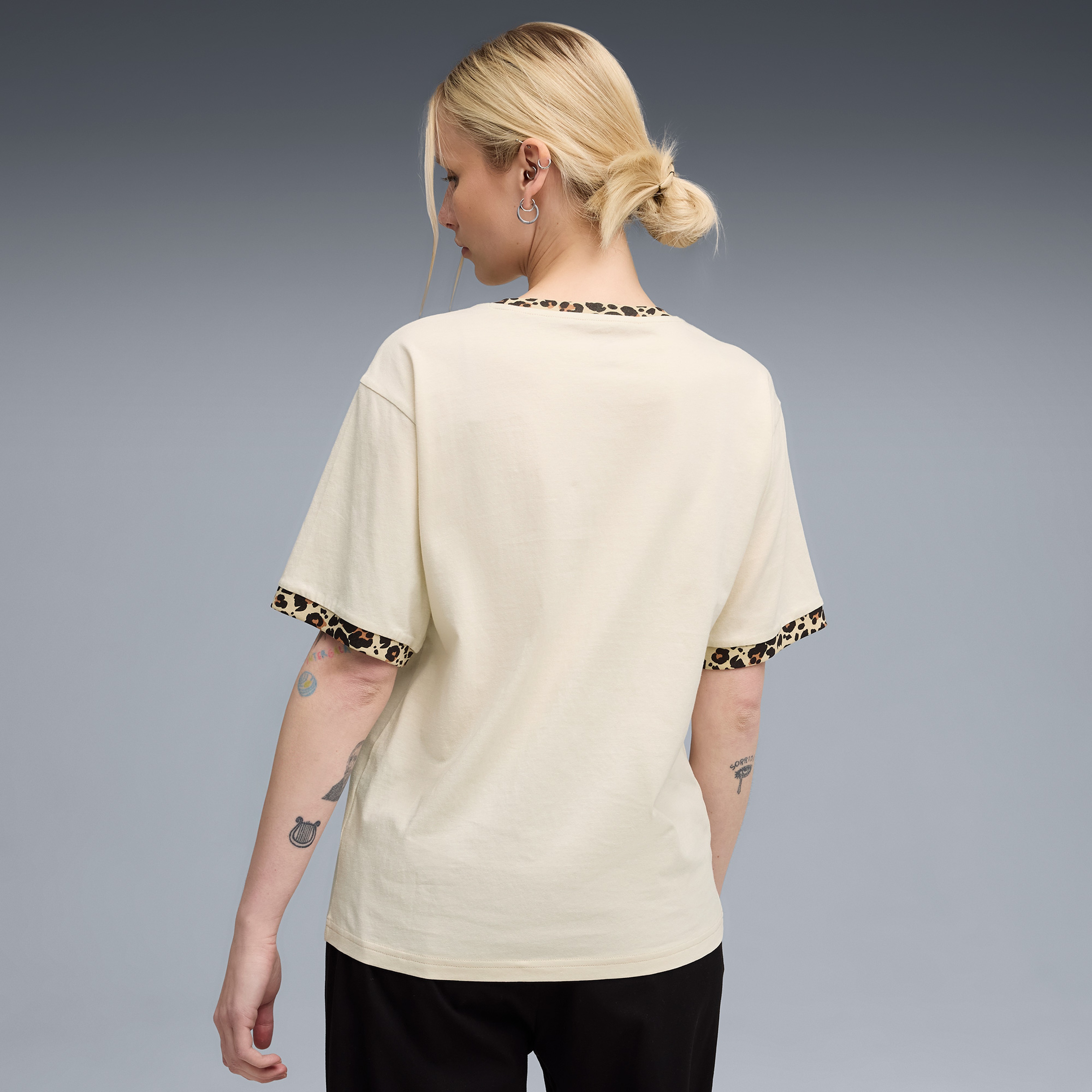 Puma Essentials Animal Print Kadın Krem T-Shirt