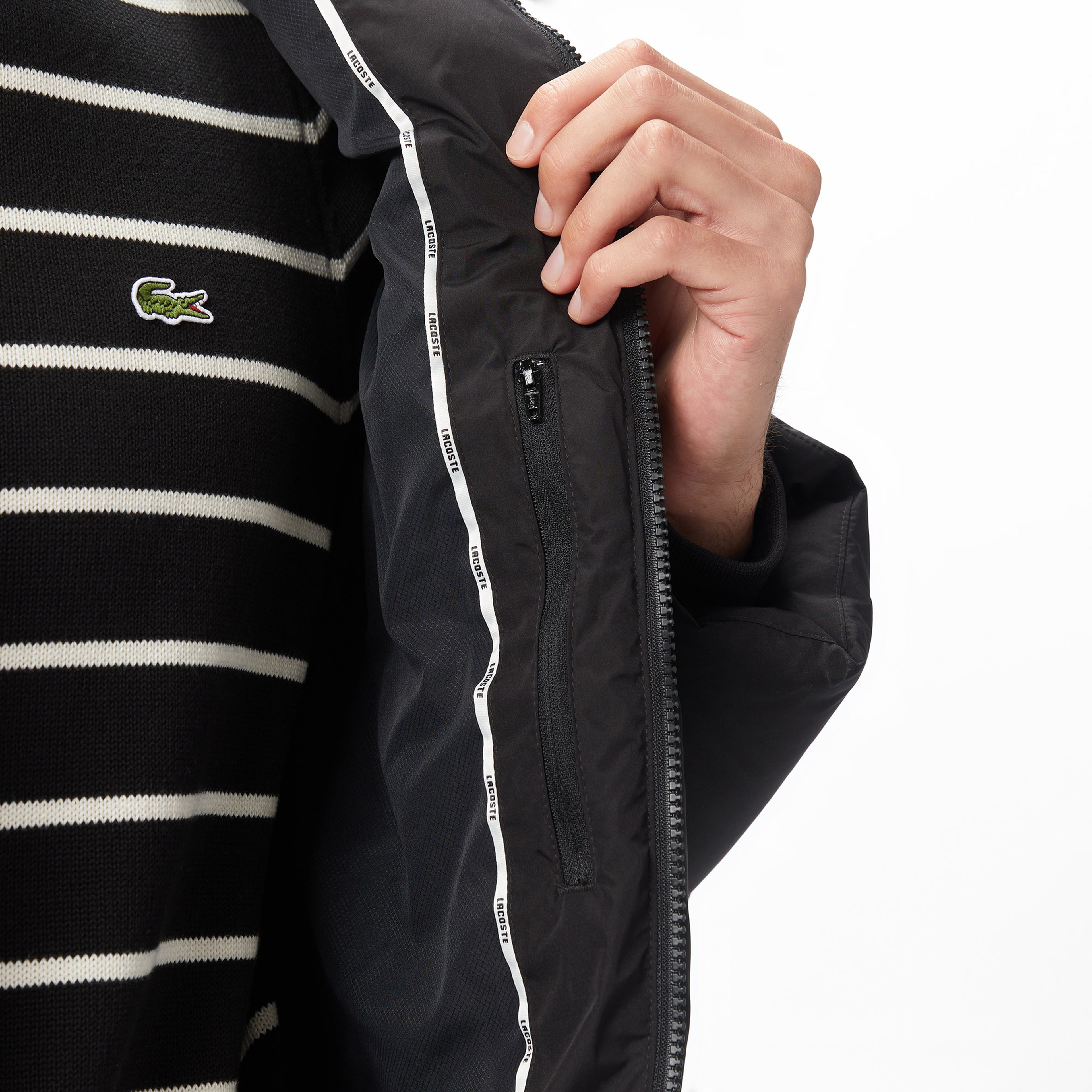 Lacoste Erkek Relaxed Fit Kapüşonlu Siyah Mont