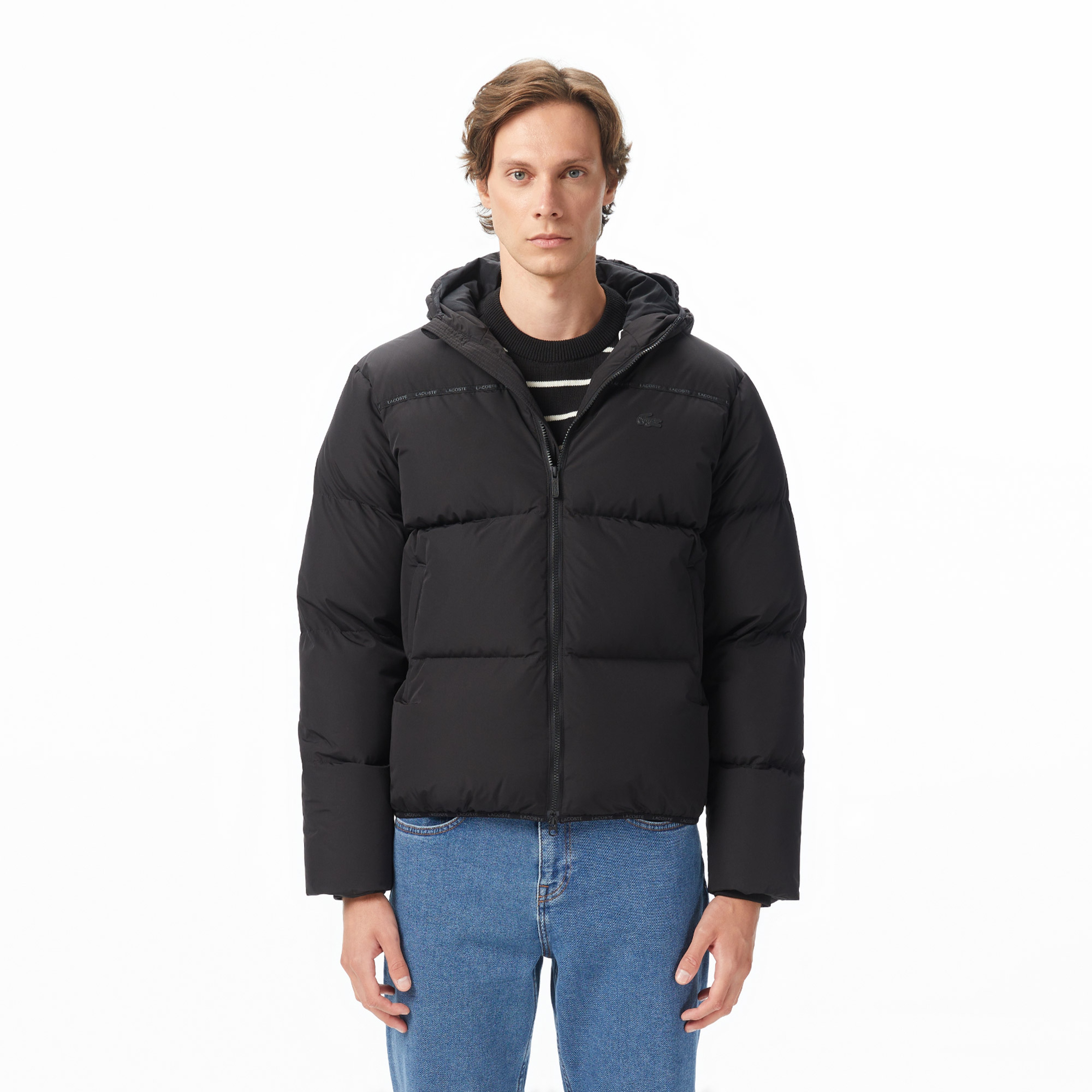 Lacoste Erkek Relaxed Fit Kapüşonlu Siyah Mont