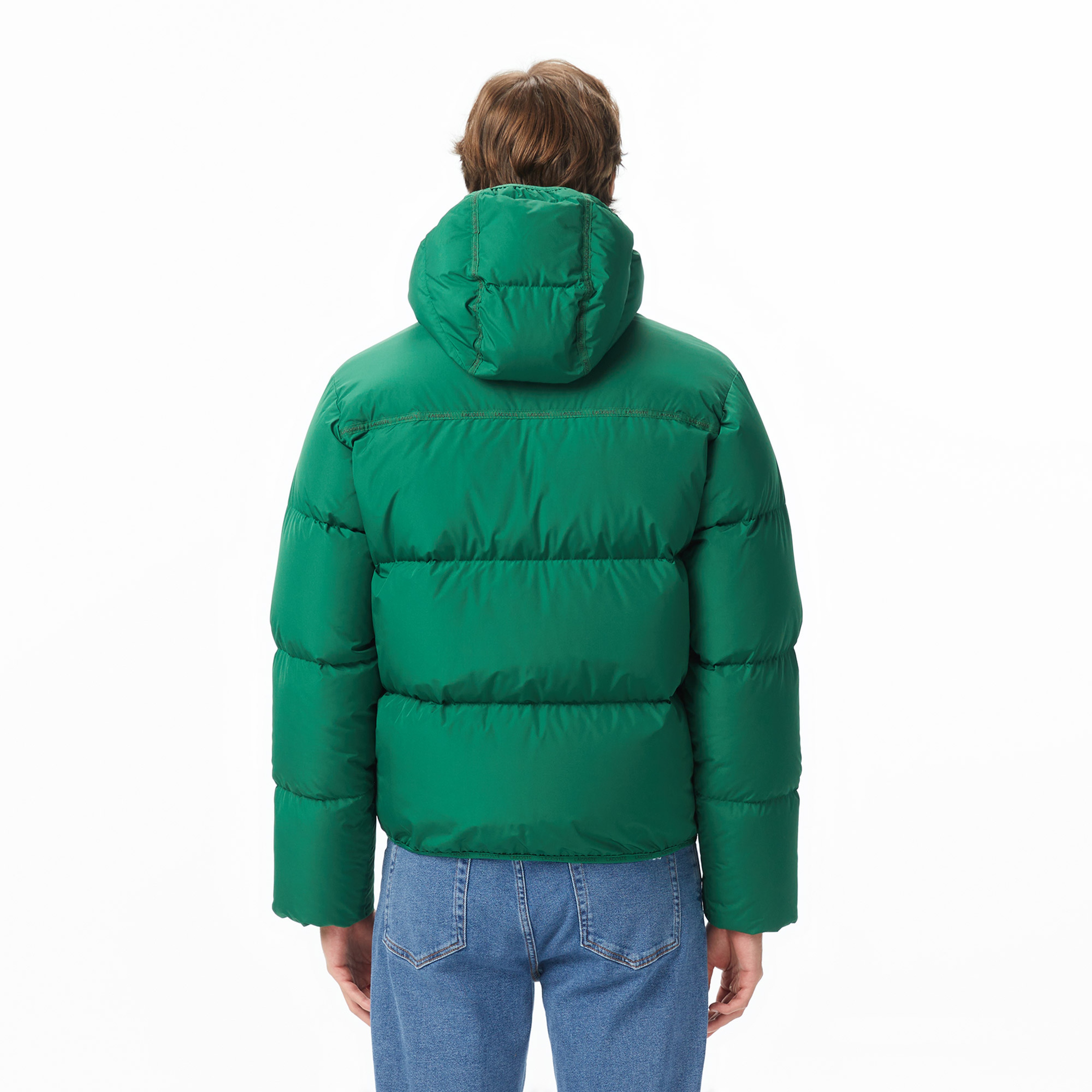 Erkek Relaxed Fit Kapüşonlu Yeşil Mont