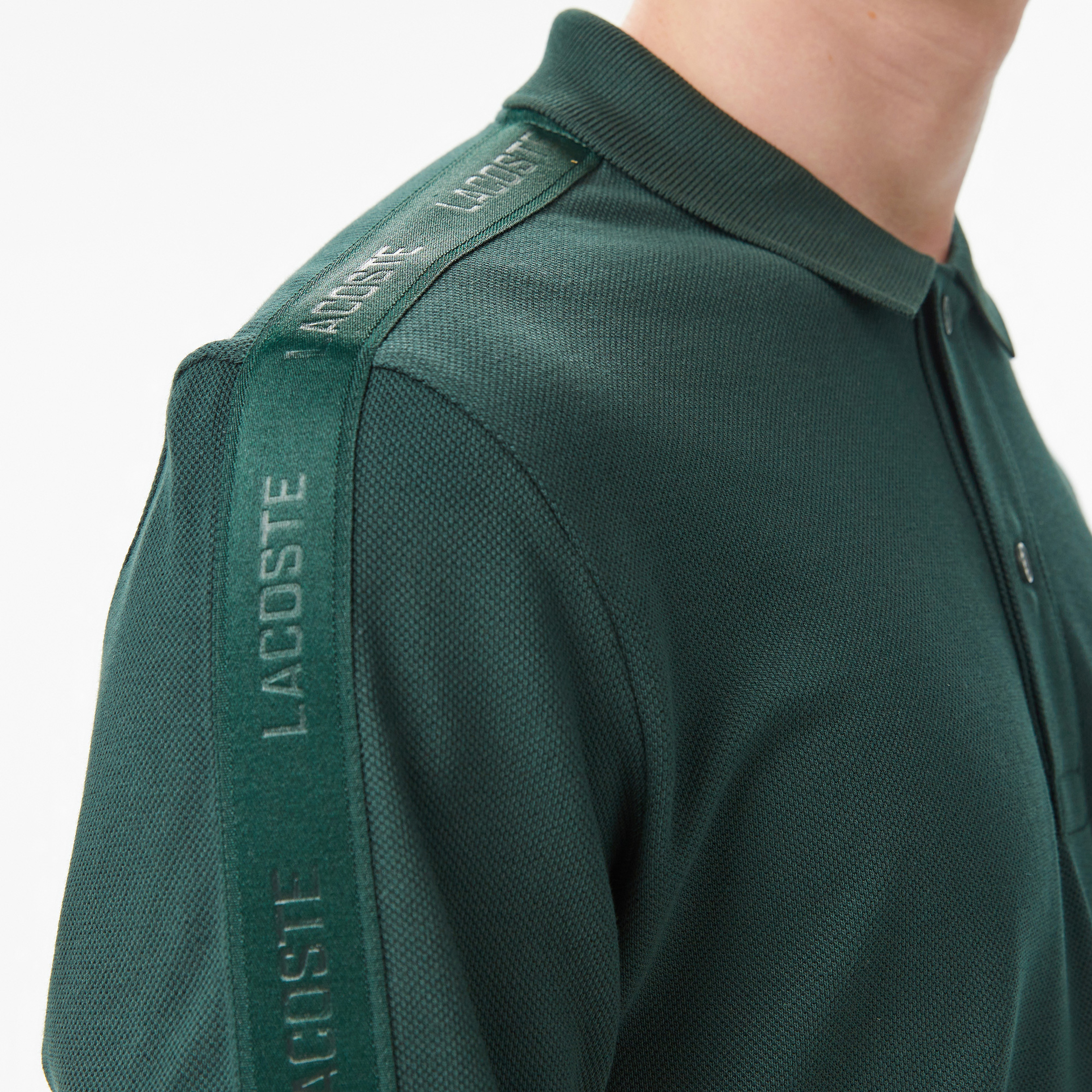 Erkek Regular Fit Uzun Kollu Koyu Yeşil Polo