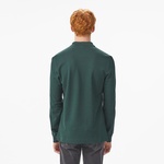 Erkek Regular Fit Uzun Kollu Koyu Yeşil Polo