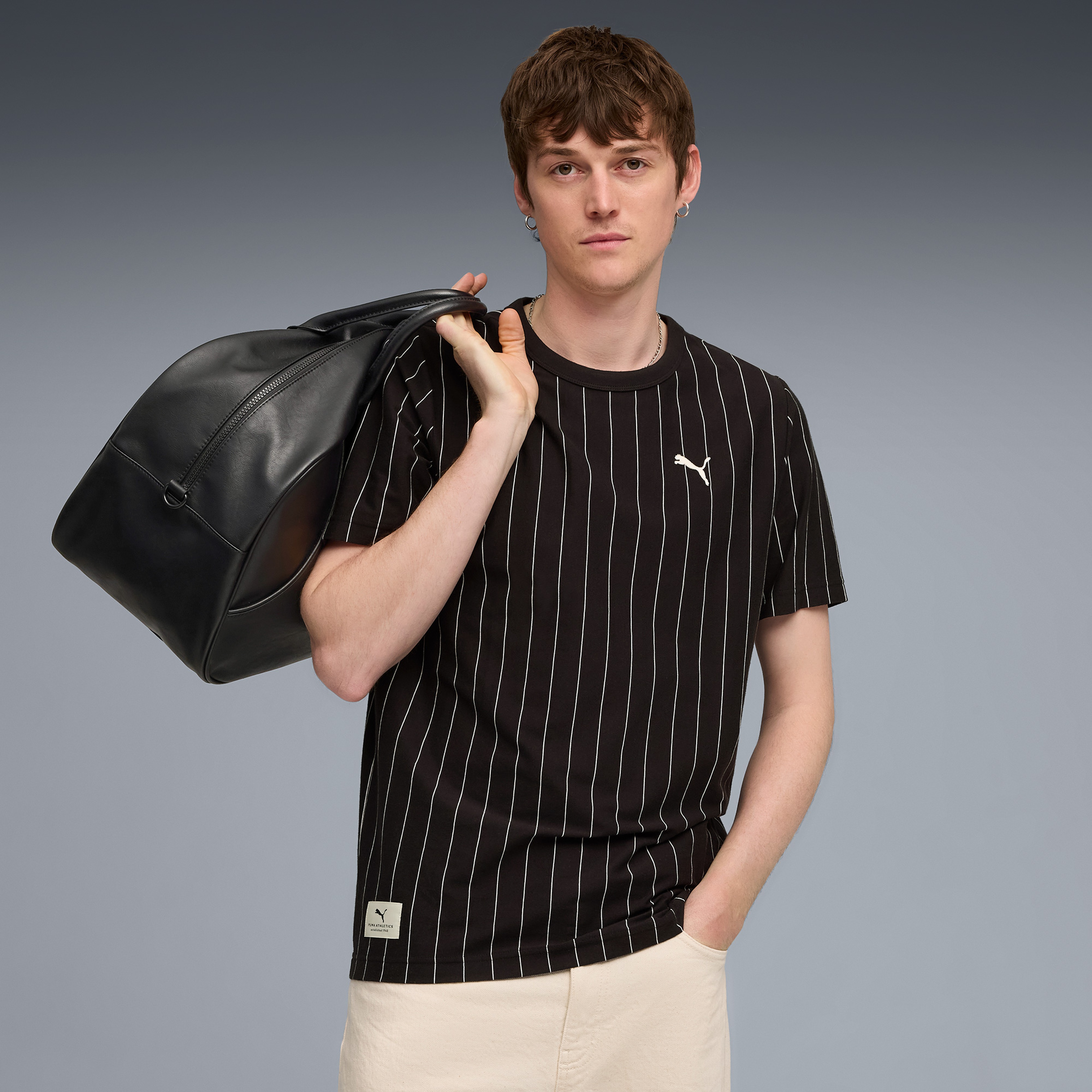 Puma Class Striped Erkek Siyah T-Shirt