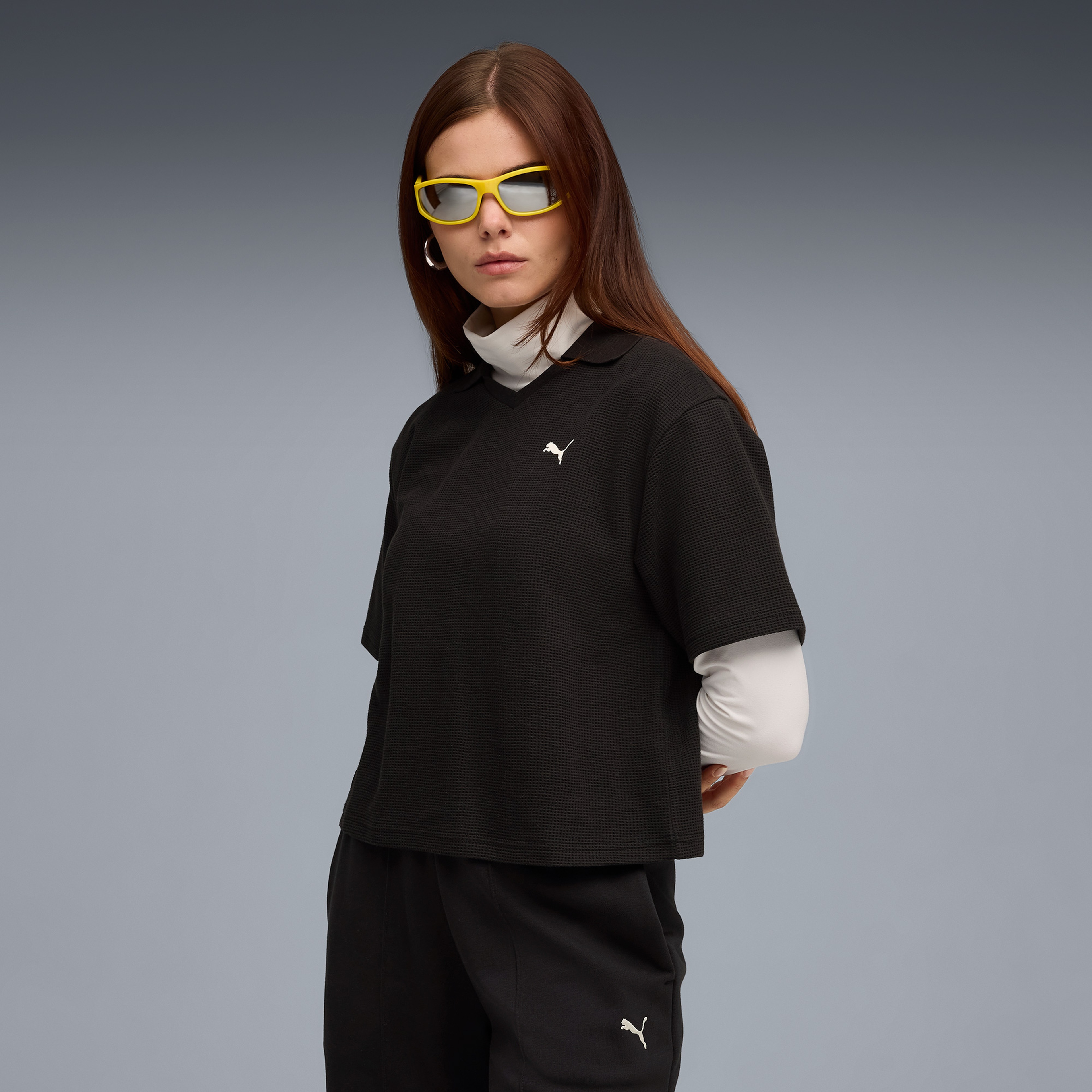 Puma Class Relaxed Polo Kadın Siyah T-Shirt