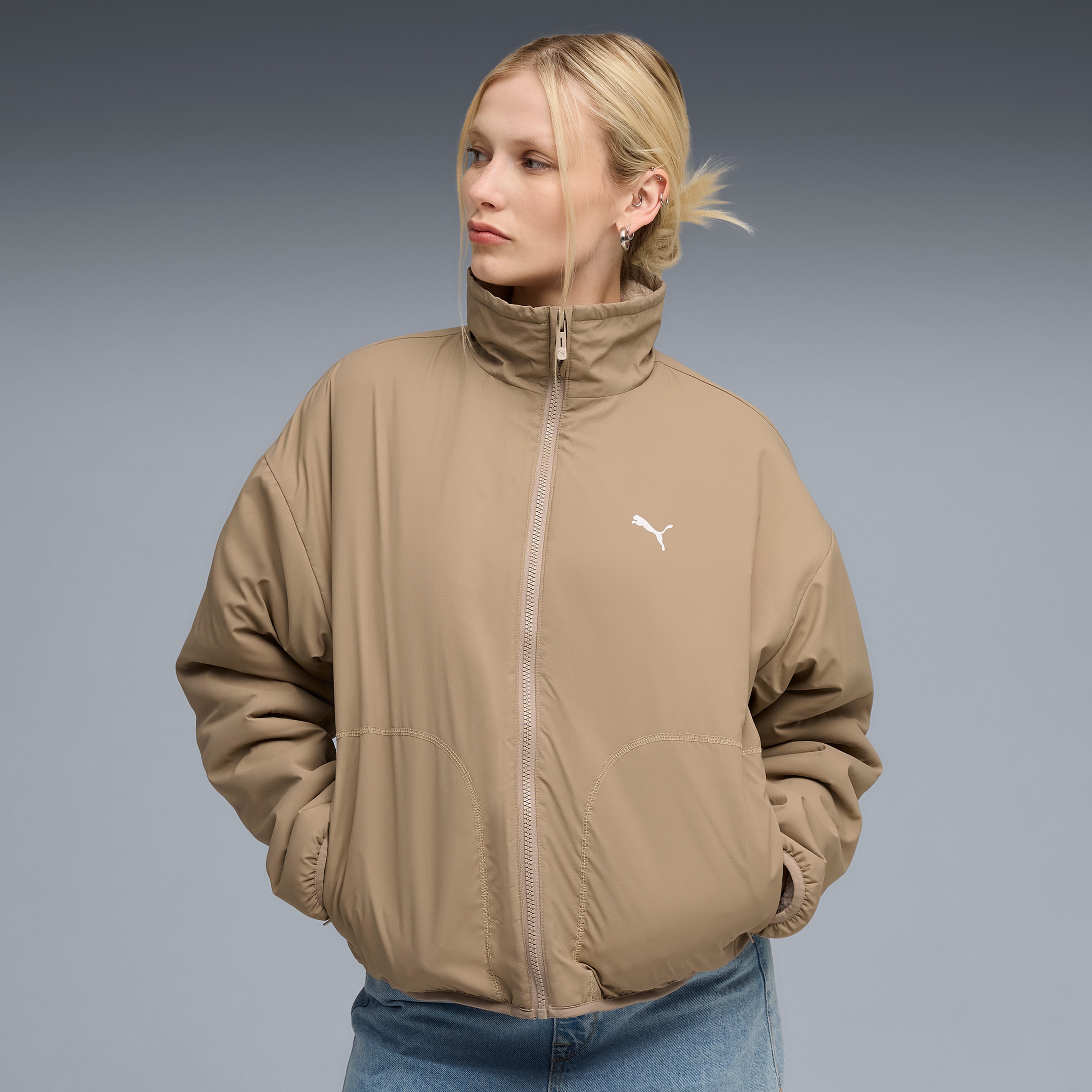 Puma Reversible Sherpa Kadın Krem Ceket