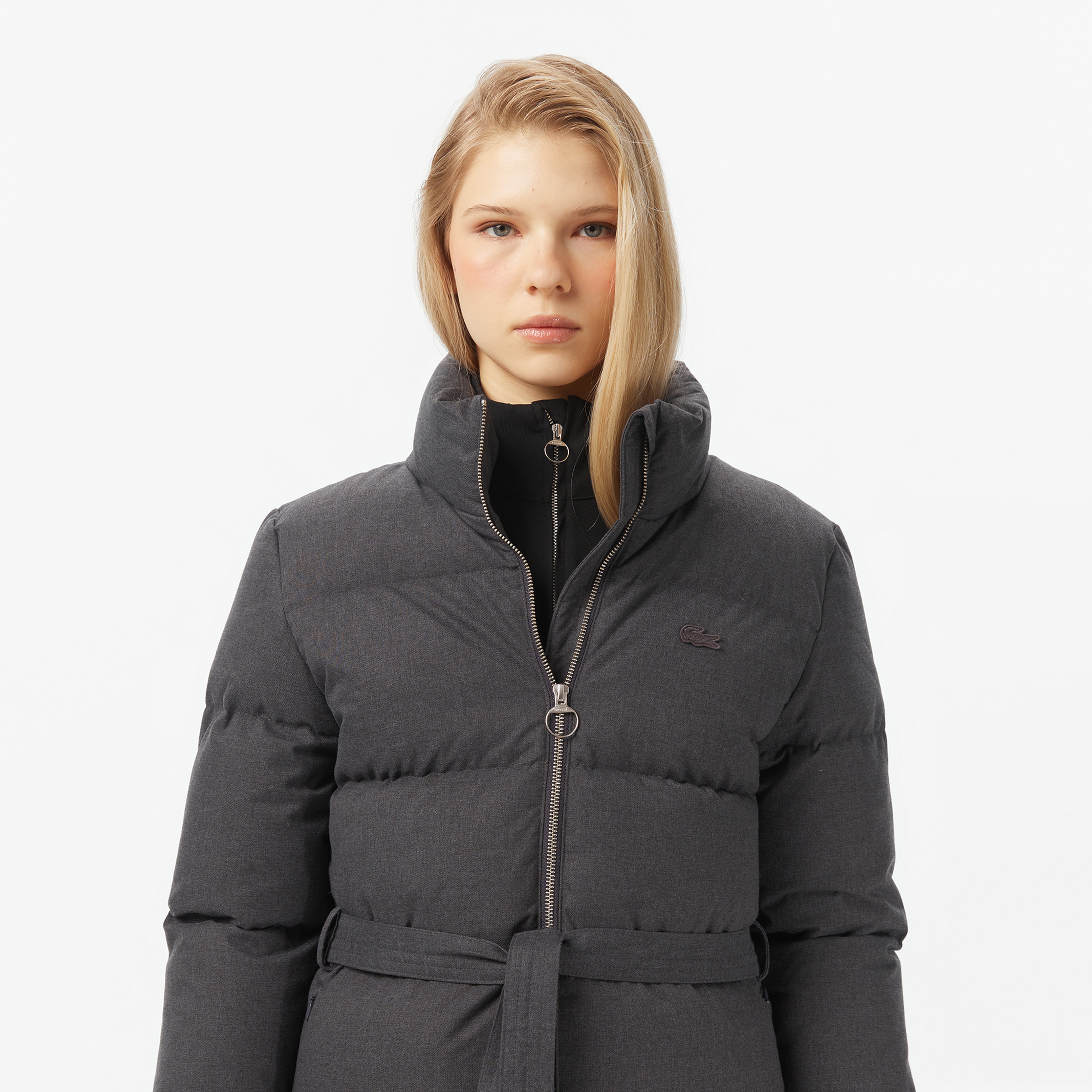 Lacoste Kadın Dik Yaka Koyu Gri Mont