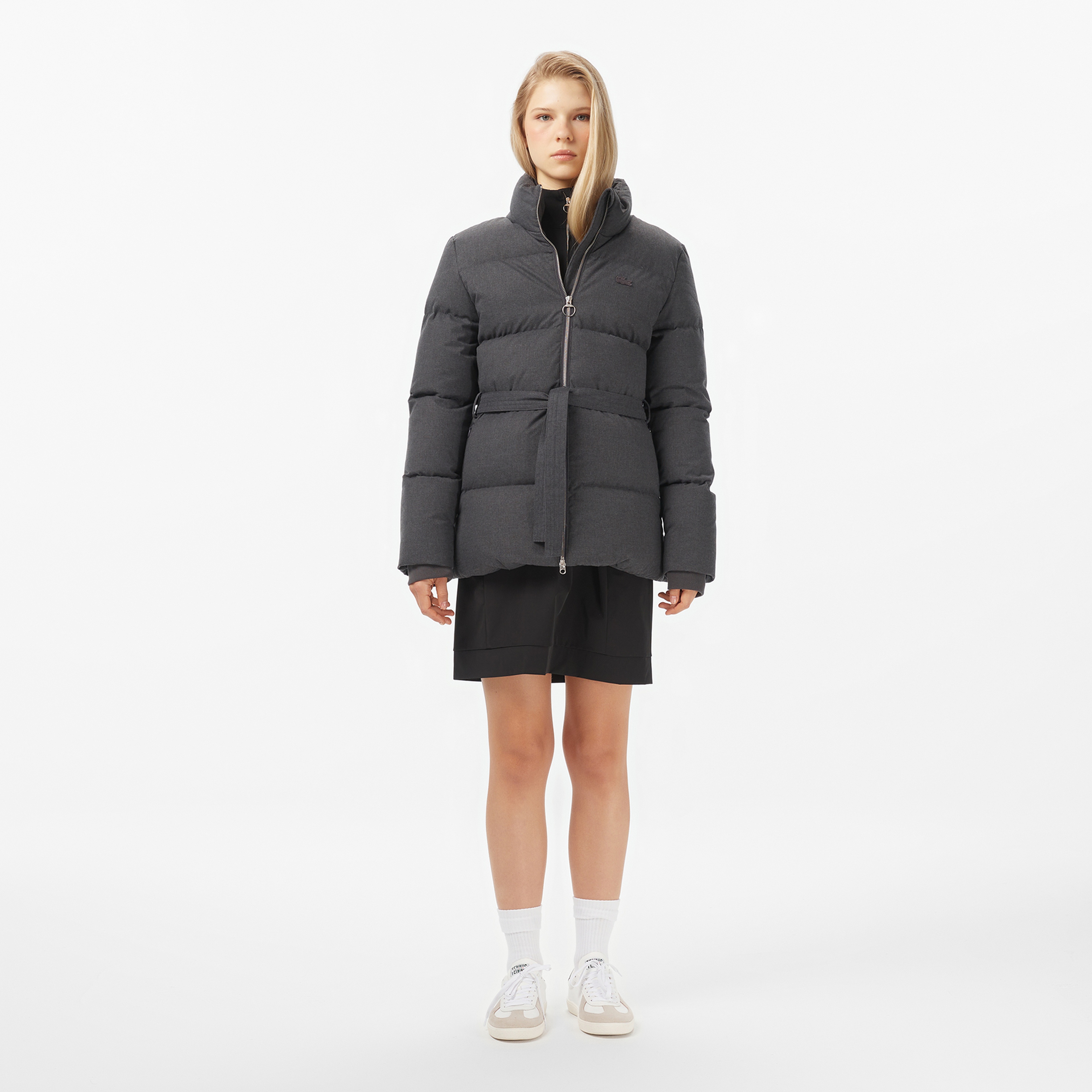 Lacoste Kadın Dik Yaka Koyu Gri Mont