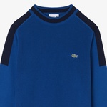 Erkek Classic Fit Bisiklet Yaka Renk Bloklu Mavi Kazak