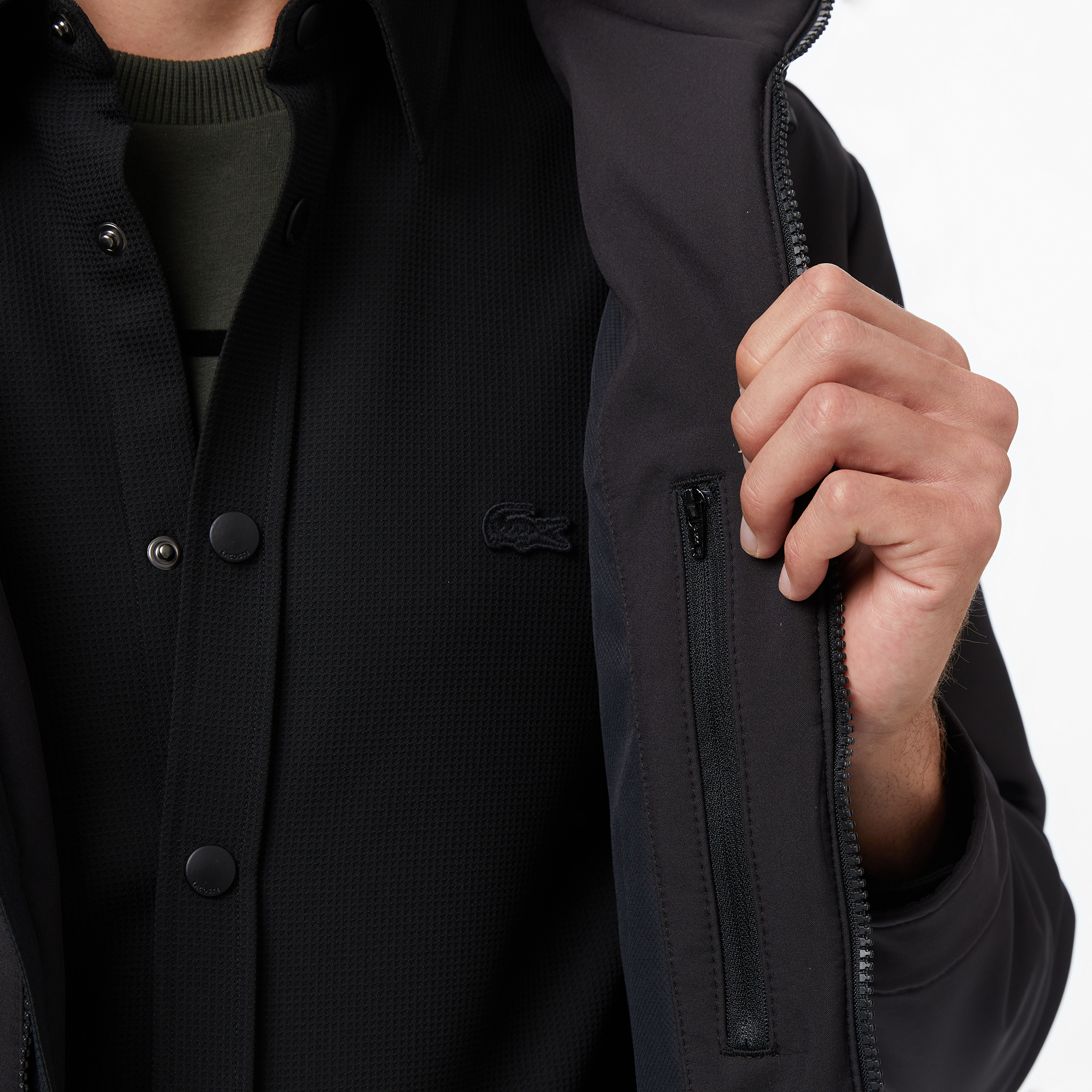 Erkek Kapüşonlu Siyah Yağmurluk