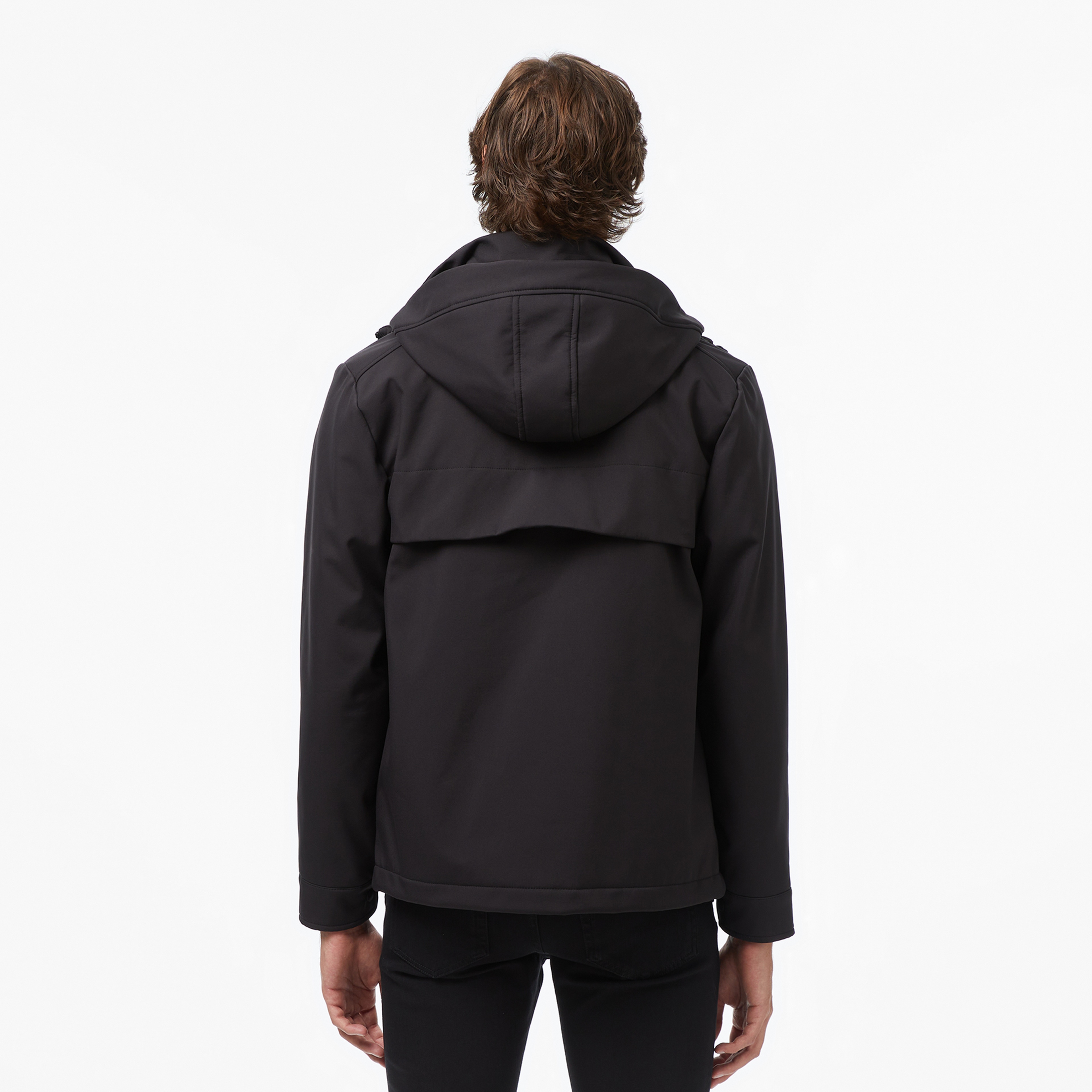 Erkek Kapüşonlu Siyah Yağmurluk