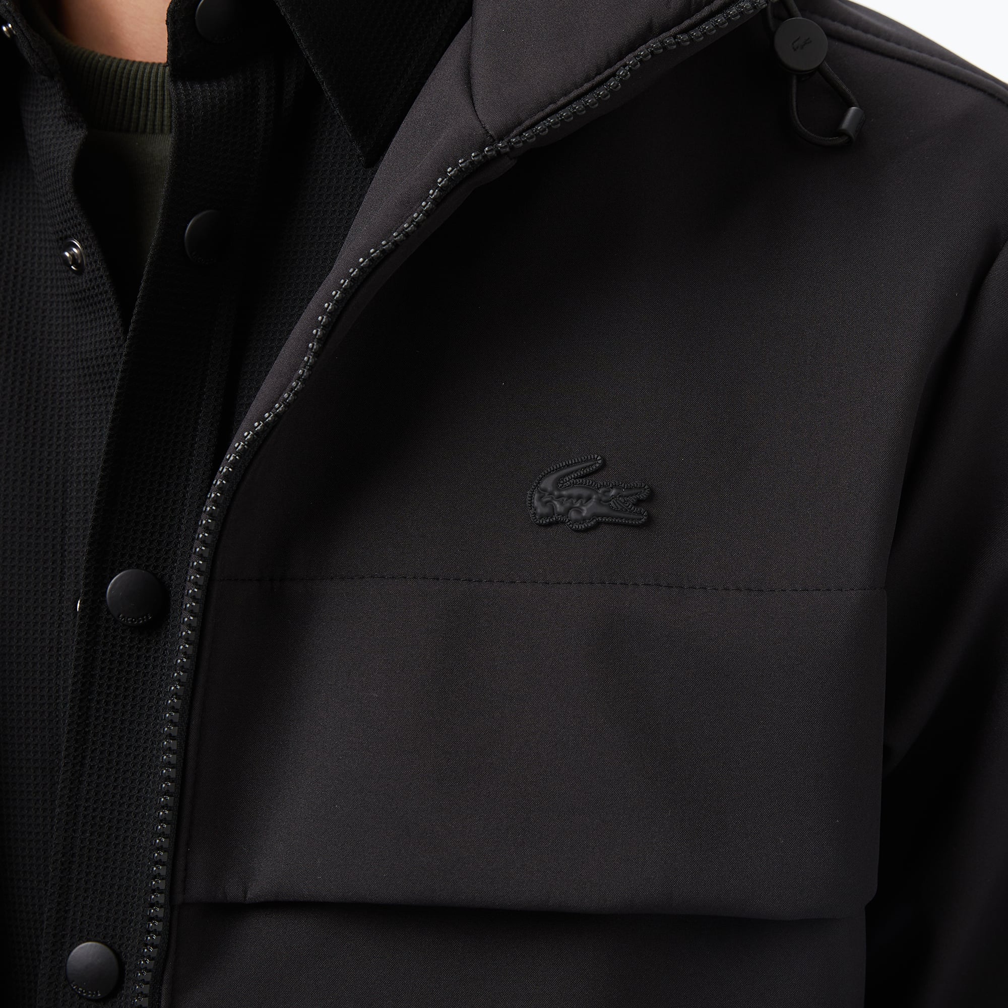 Erkek Kapüşonlu Siyah Yağmurluk