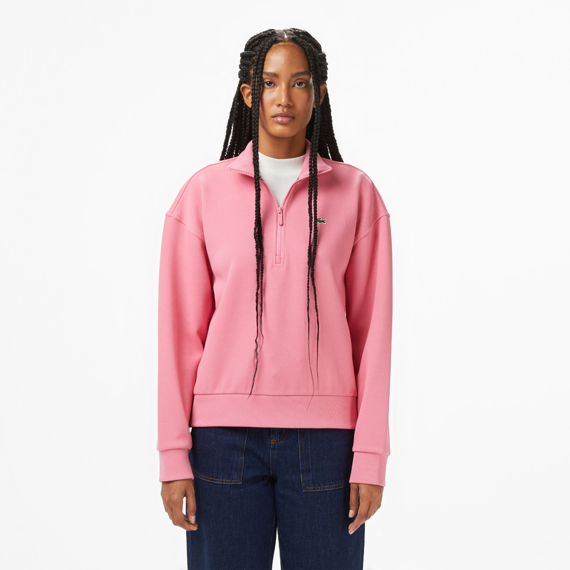 Lacoste Kadın Relaxed Fit Yarım Fermuarlı Mor Sweatshirt42SF5271