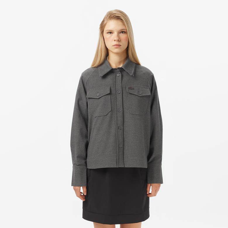 Kadın Regular Fit Koyu Gri Dış Gömlek