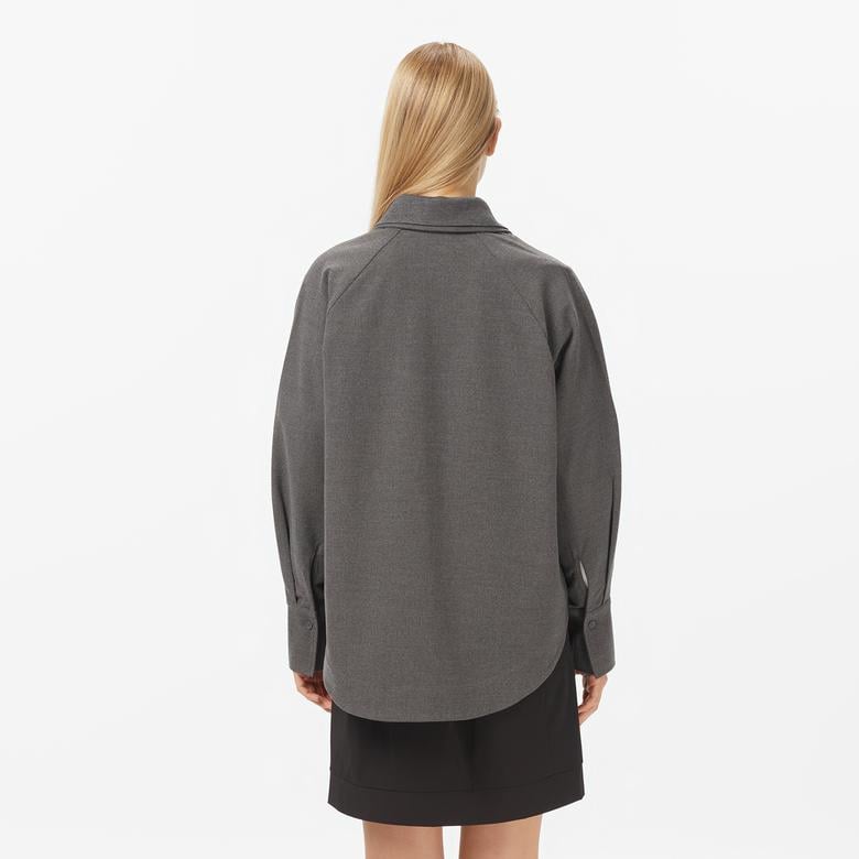 Kadın Regular Fit Koyu Gri Dış Gömlek