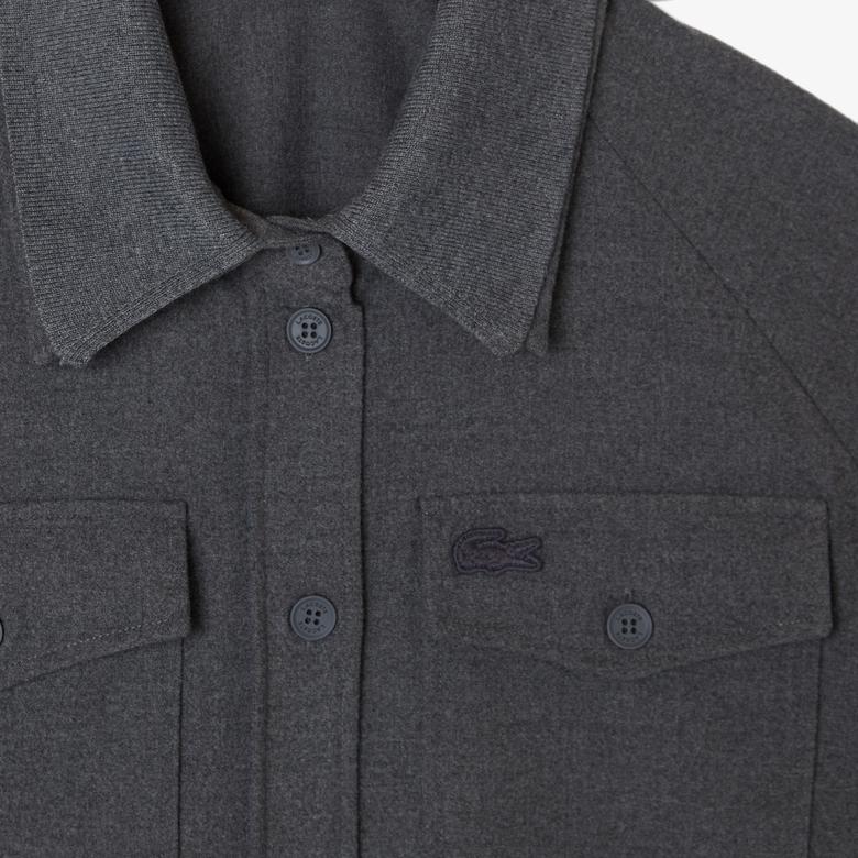 Kadın Regular Fit Koyu Gri Dış Gömlek