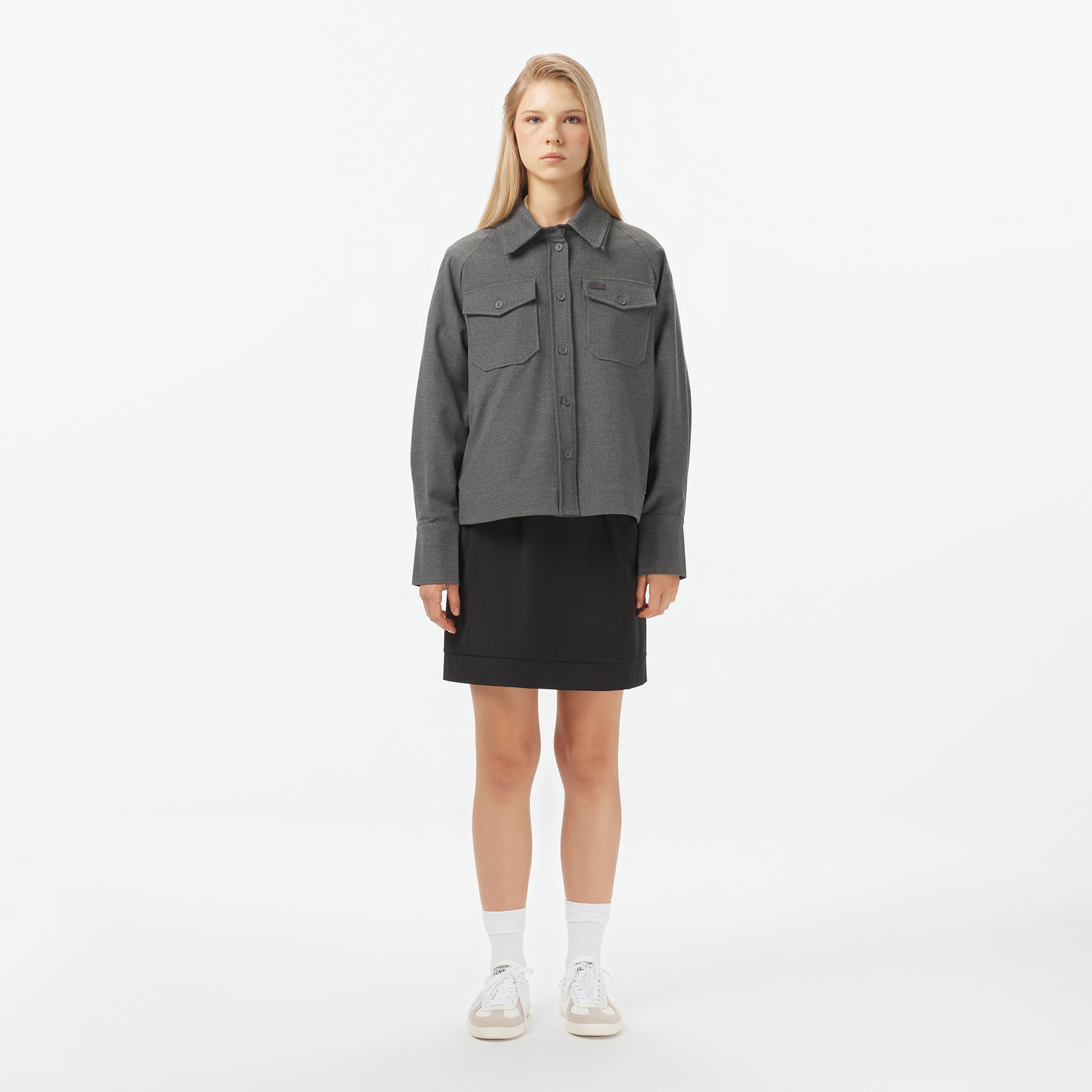 Kadın Regular Fit Koyu Gri Dış Gömlek