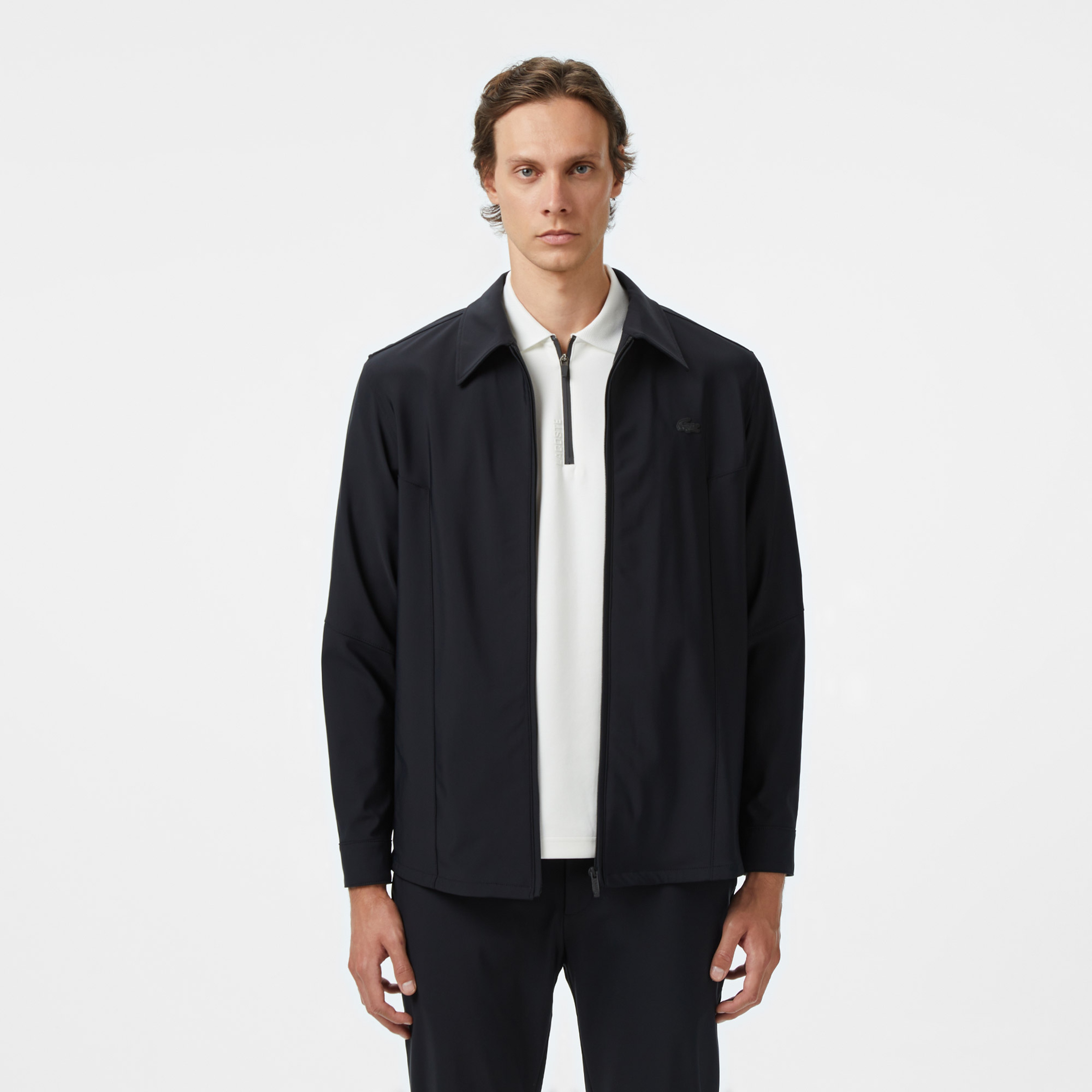 Erkek Regular Fit Fermuarlı Siyah Dış Gömlek