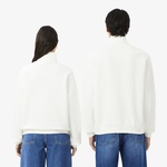 Lacoste Heavy Fleece Zipper Neck Unisex Beyaz Sweatshirt