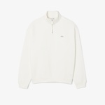 Lacoste Heavy Fleece Zipper Neck Unisex Beyaz Sweatshirt