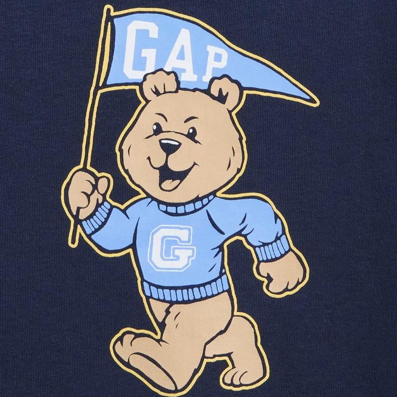 Gap V-Bf Print Crew Çocuk Lacivert Sweatshirt