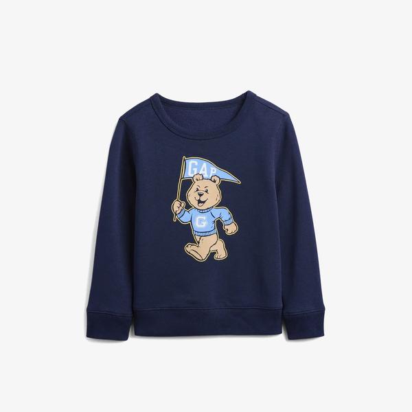 Gap V-Bf Print Crew Çocuk Lacivert Sweatshirt