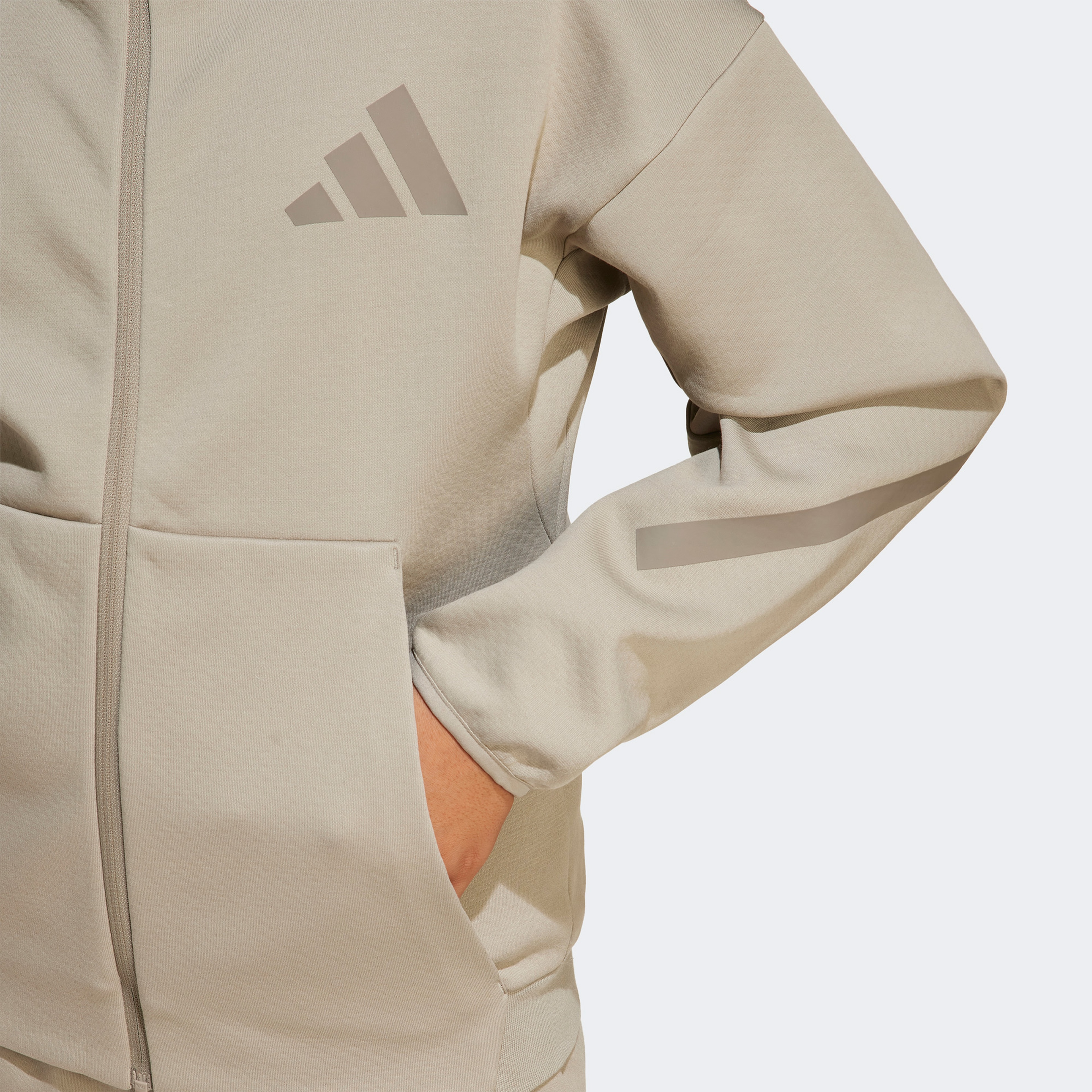 adidas Z.N.E. Full-Zip Genç Çocuk Bej Eşofman Üstü