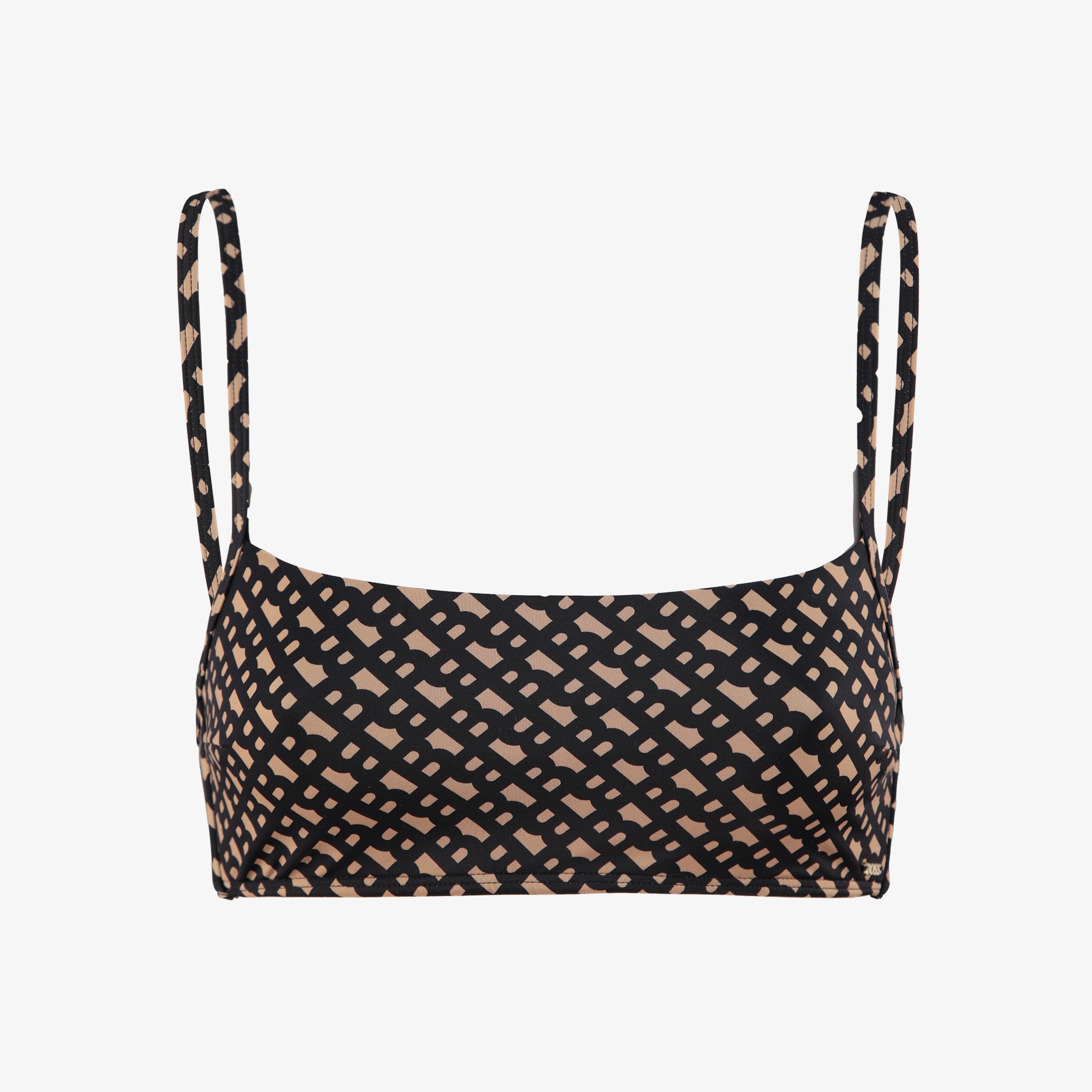 Boss Monogram Bandeau Kadın Siyah Bikini Üstü