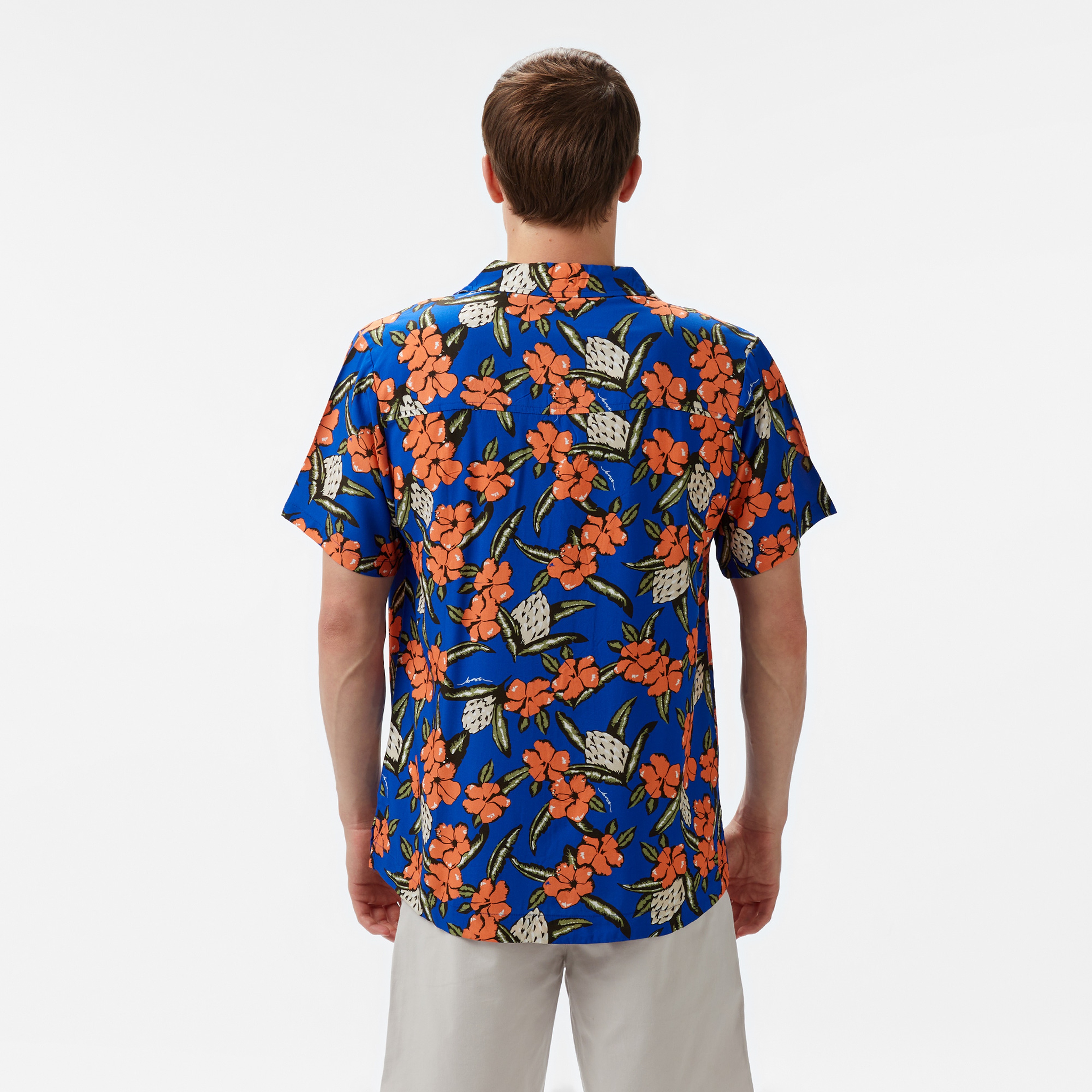 Boss Beach Erkek Mavi Desenli Gömlek