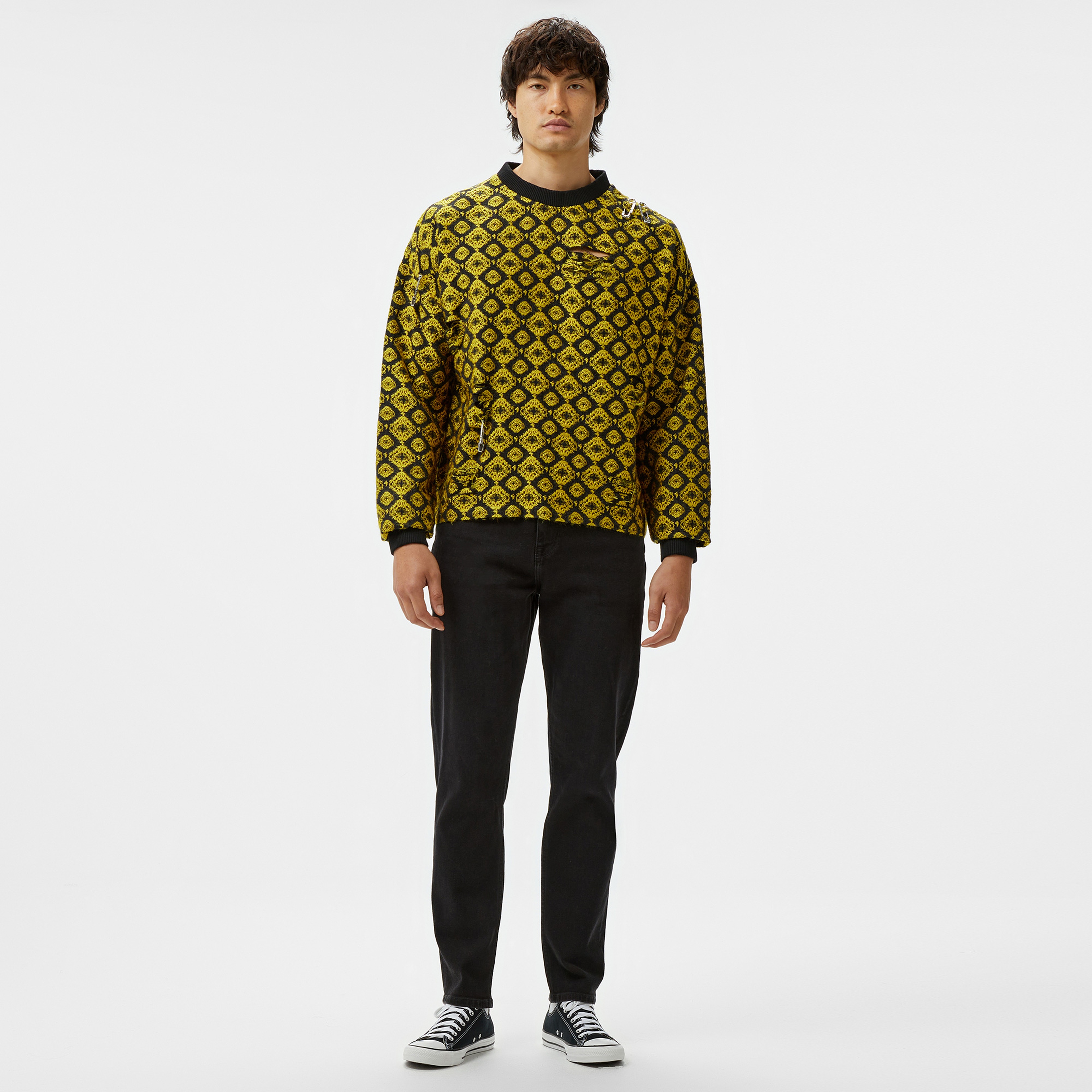 Les Benjamins 202 Erkek Sarı Sweatshirt