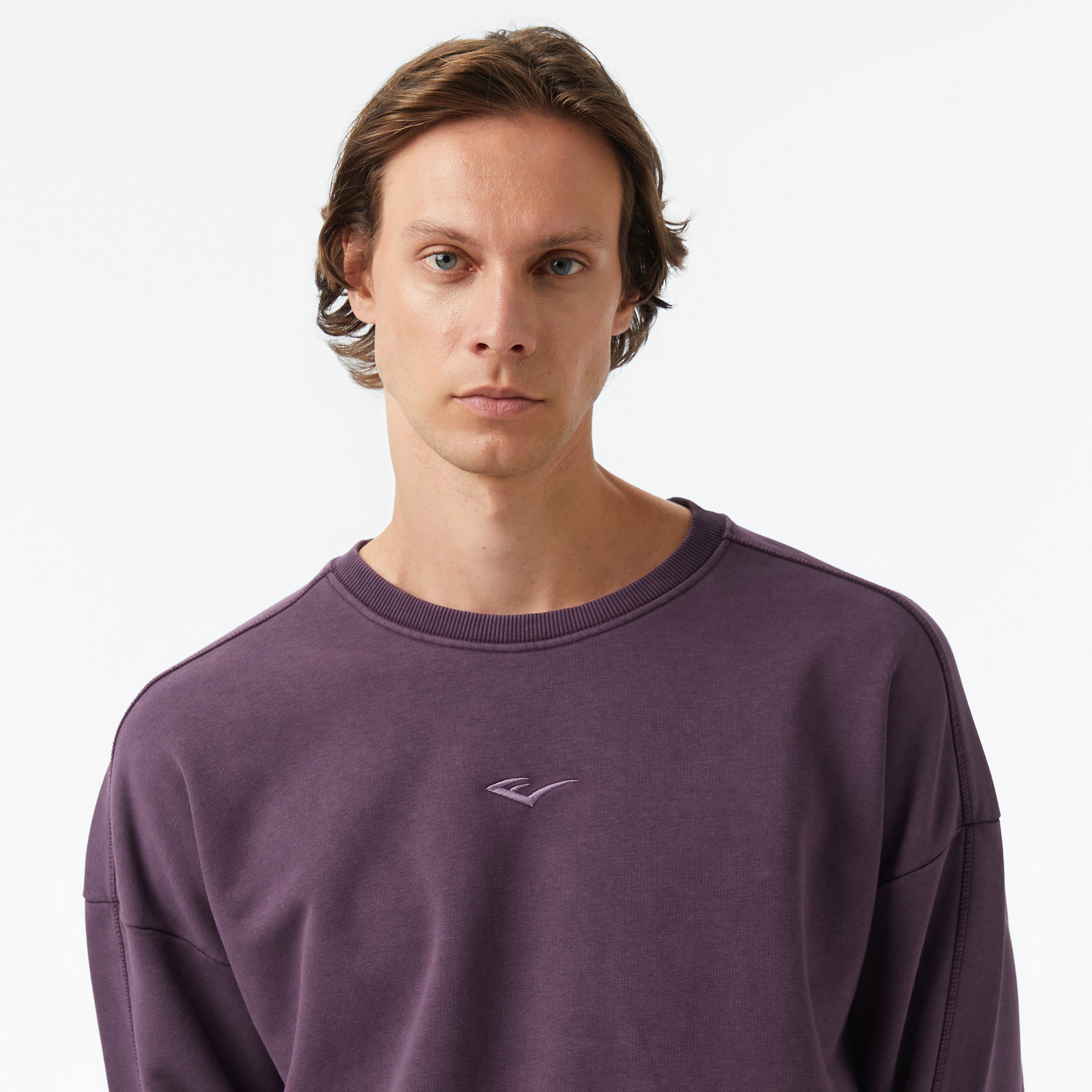 Everlast Bronx 1910 Yıkamalı Erkek Mor Sweatshirt