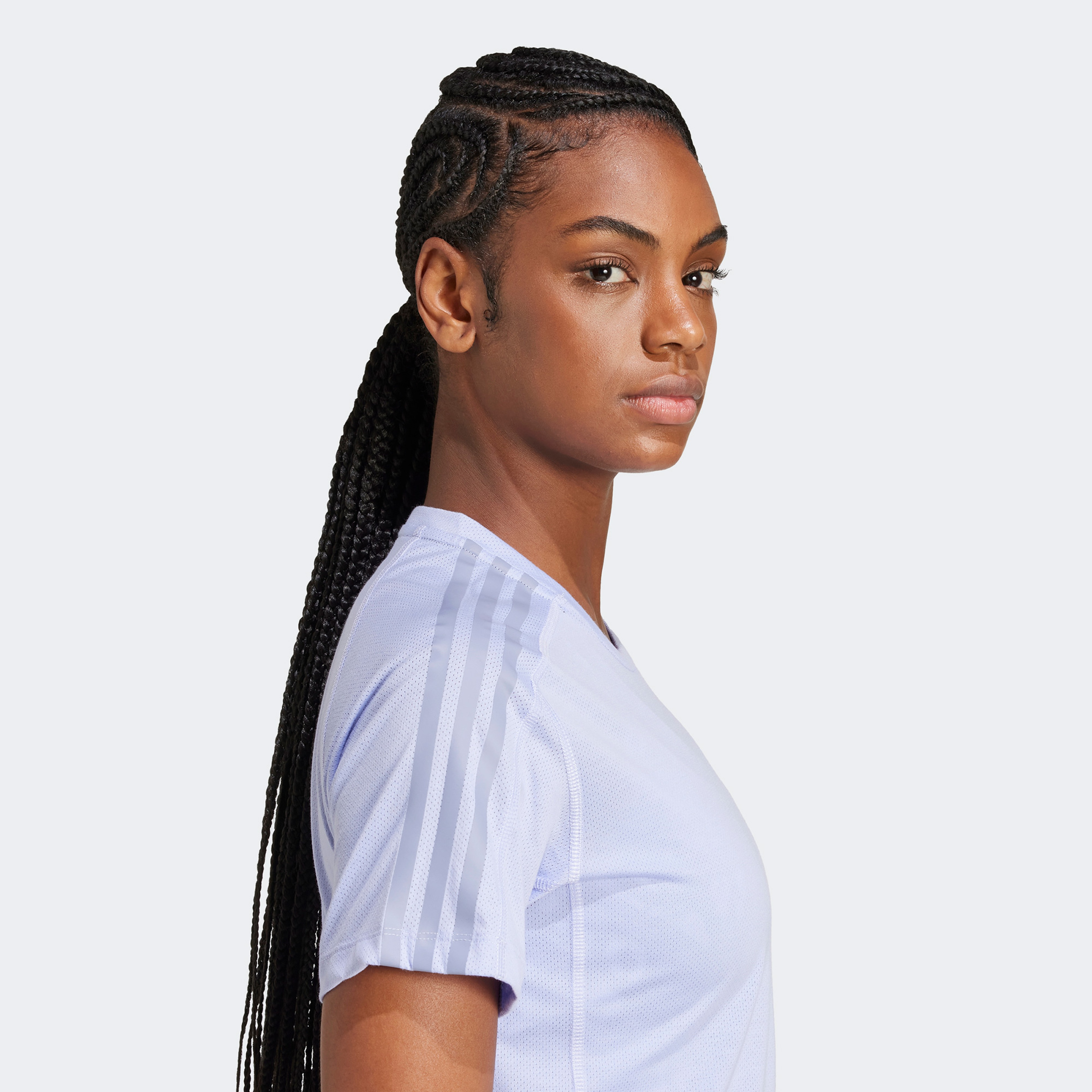 adidas Own the Run 3-Stripes Kadın Mor T-Shirt
