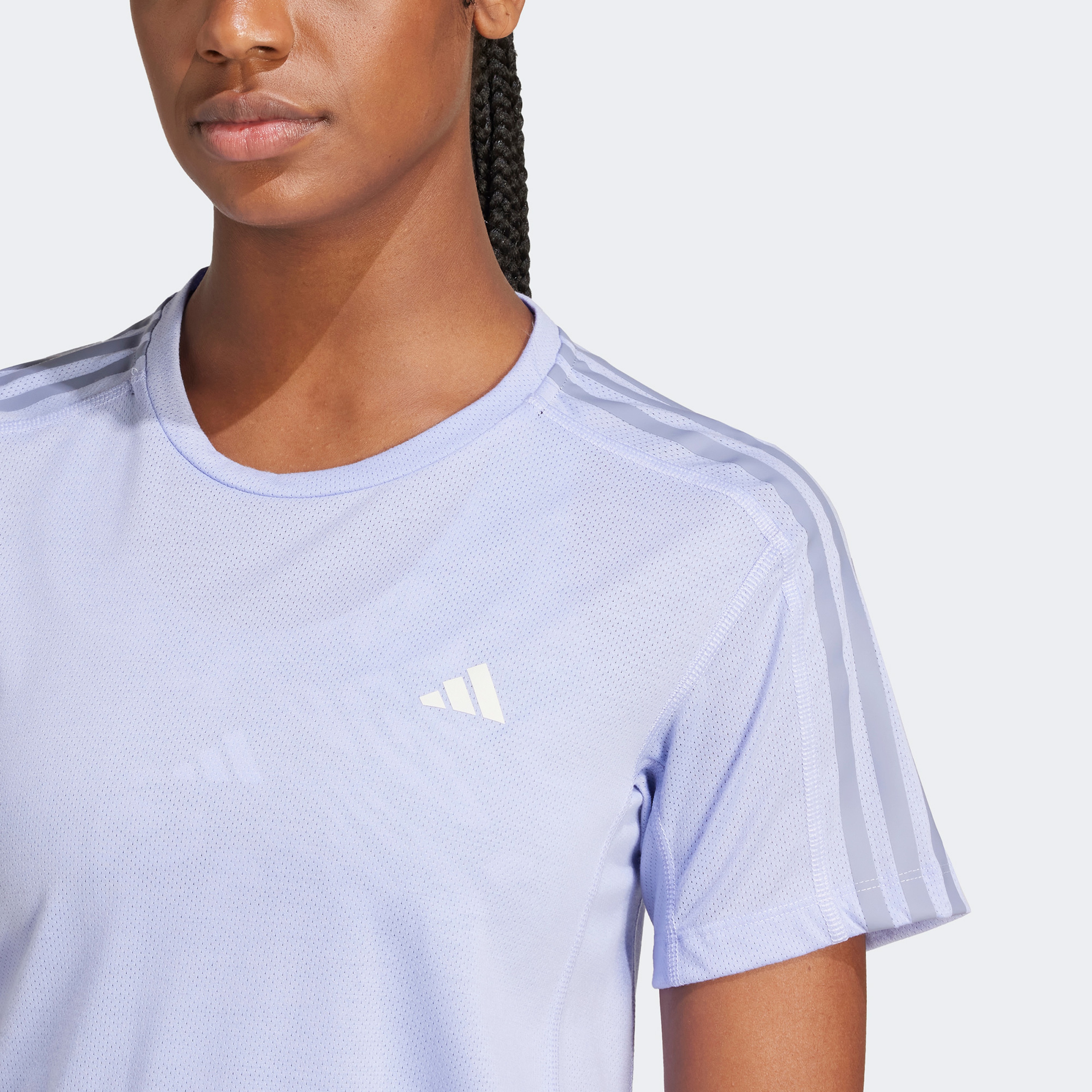 adidas Own the Run 3-Stripes Kadın Mor T-Shirt