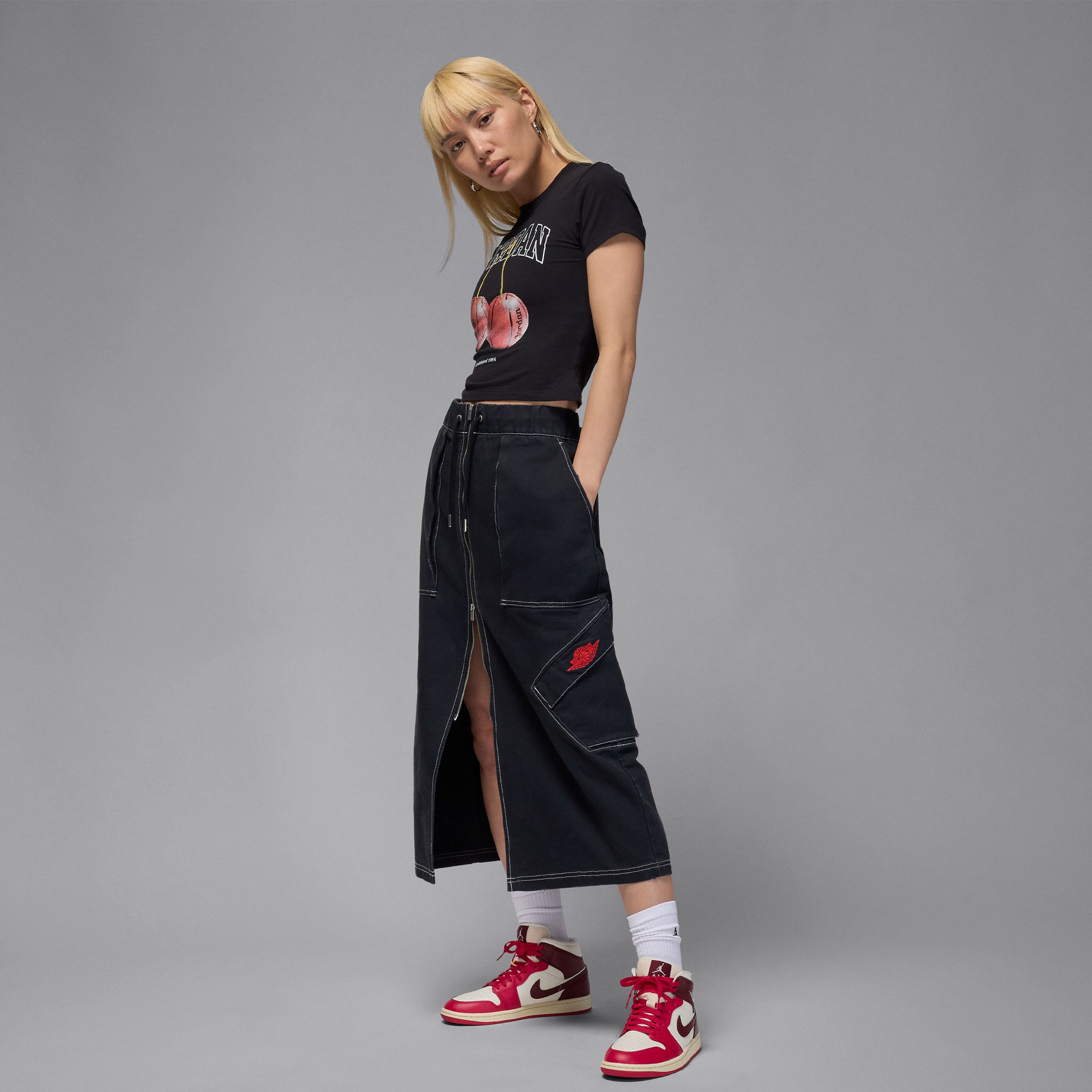 Jordan Air Jordan 1 Mid 'Mystic Hibiscus' Kadın Kırmızı Spor Ayakkabı