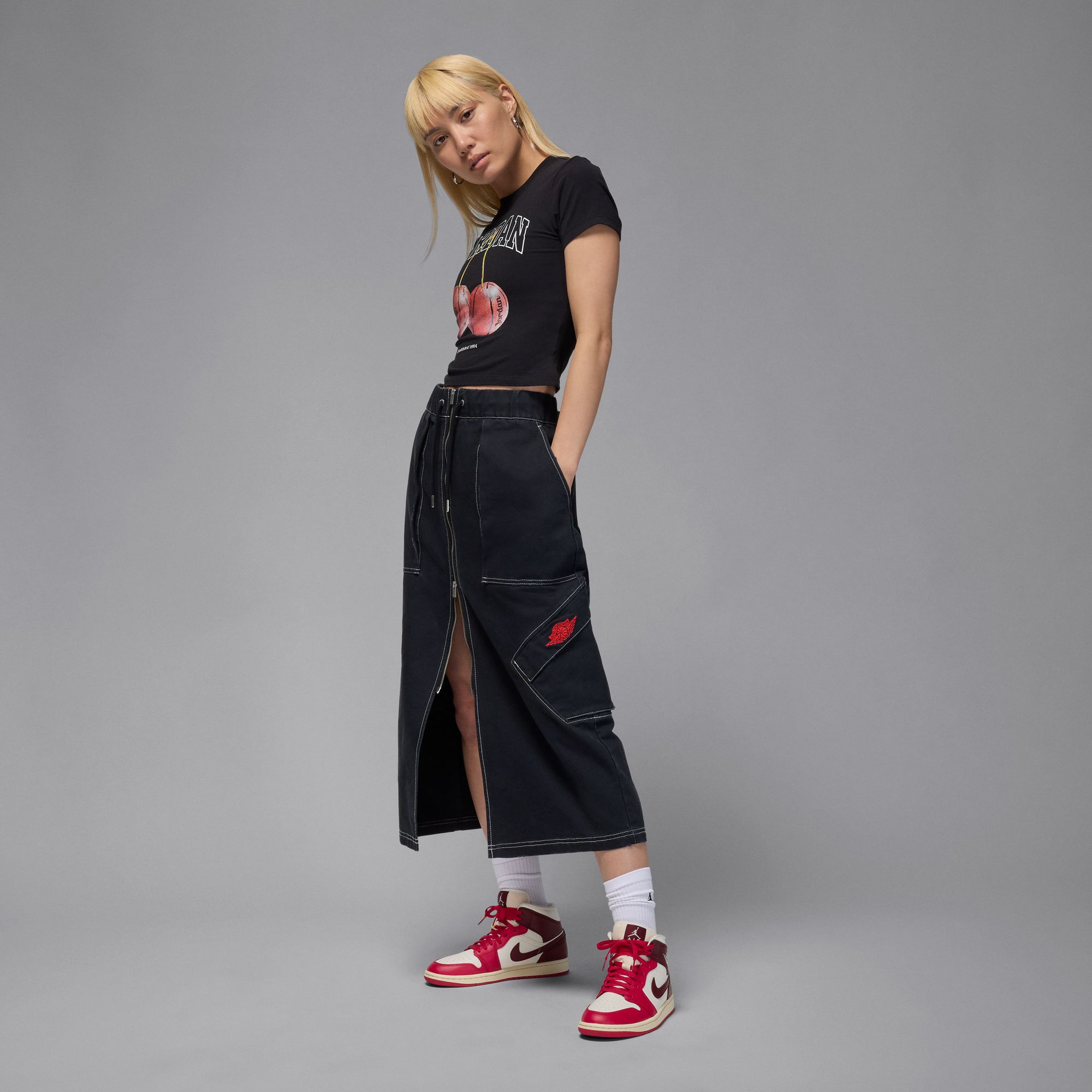 Jordan Air Jordan 1 Mid 'Mystic Hibiscus' Kadın Kırmızı Spor Ayakkabı