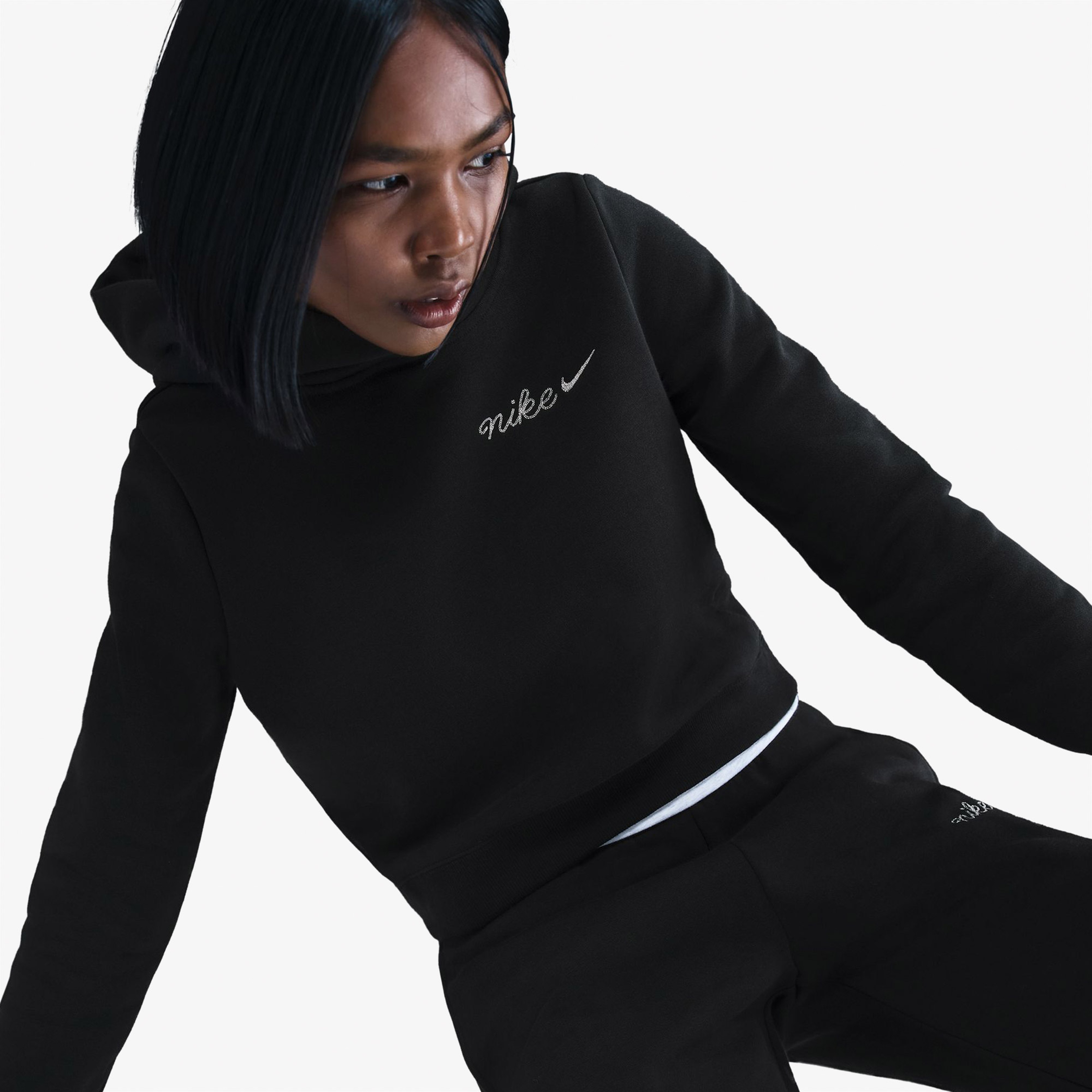 Nike Phoenix Fleece Shrunken Kadın Siyah Sweatshirt